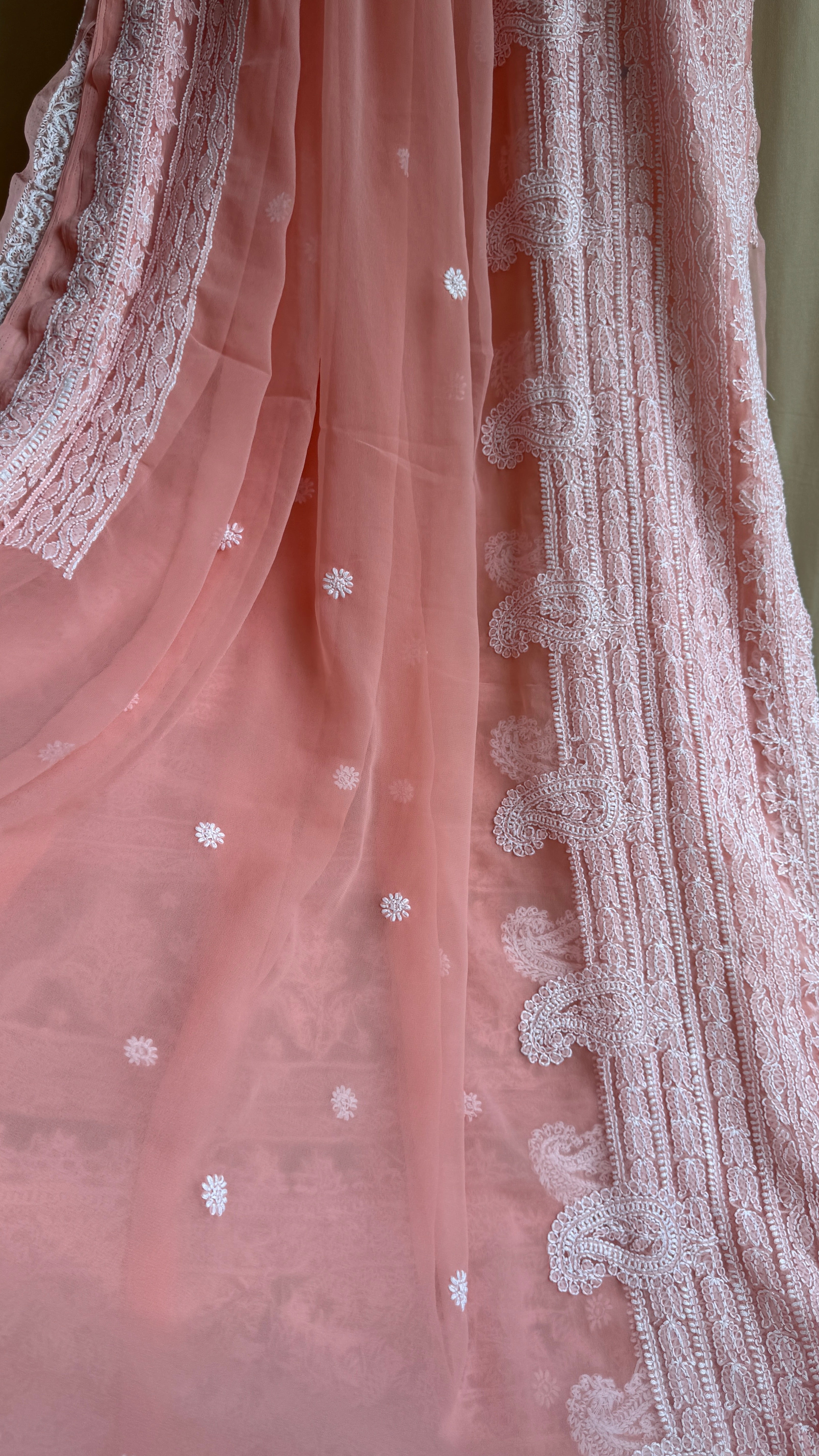 Georgette Chikankari saree in Rose Pink