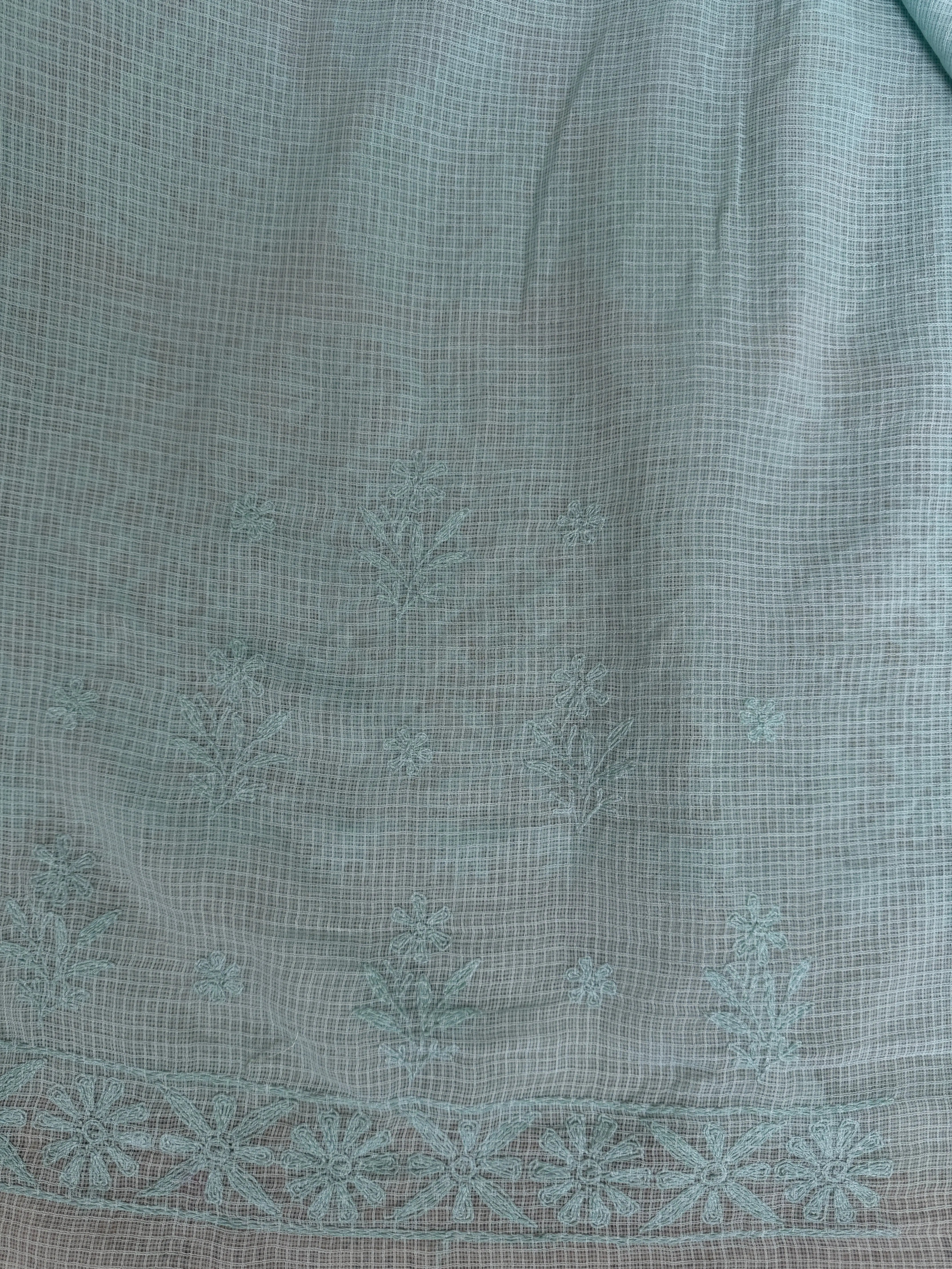 Kota Chikankari saree in Sea Green ARIAA CHIKANKARI