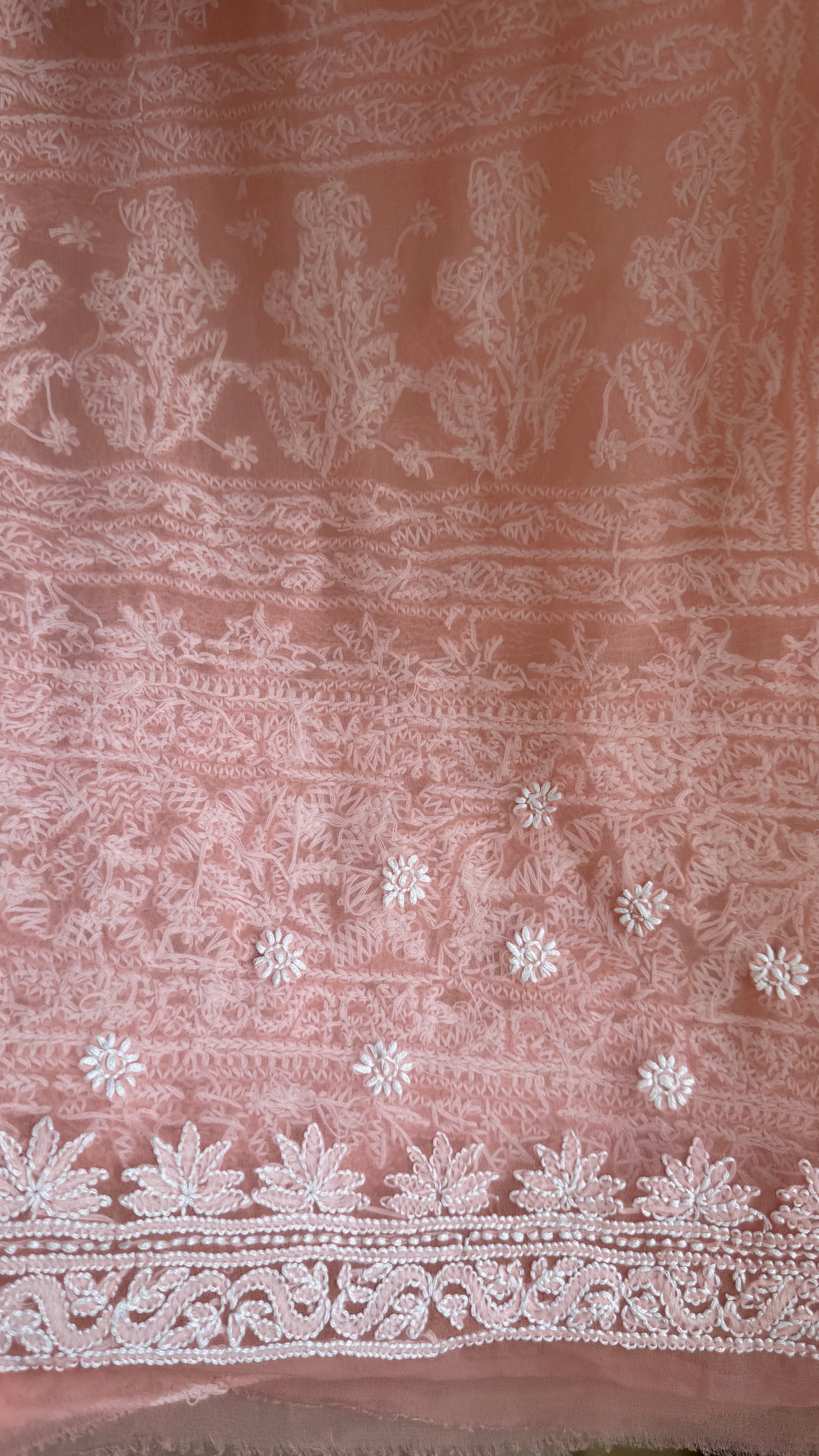 Georgette Chikankari saree in Rose Pink