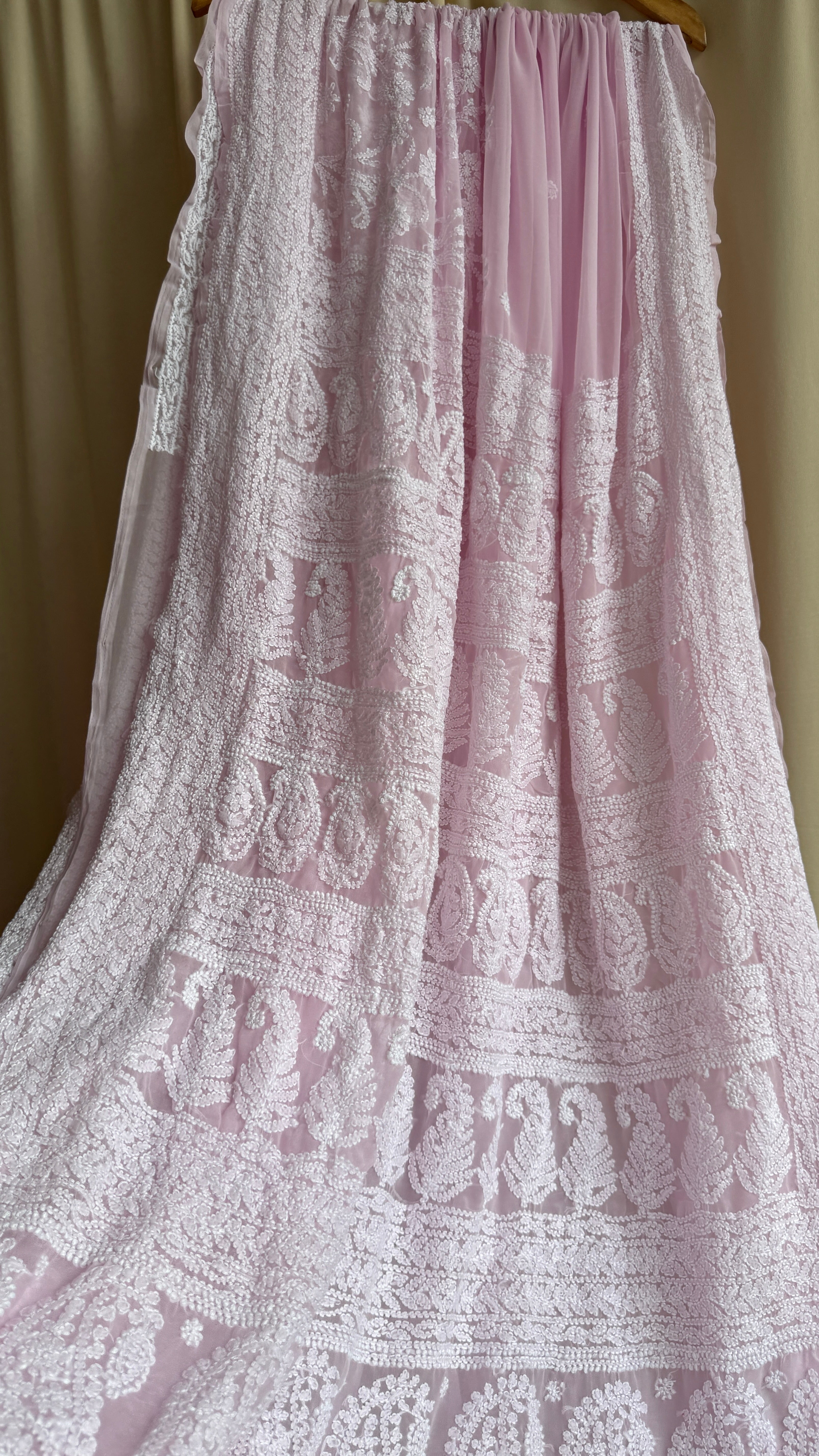 Georgette Chikankari saree in Pink