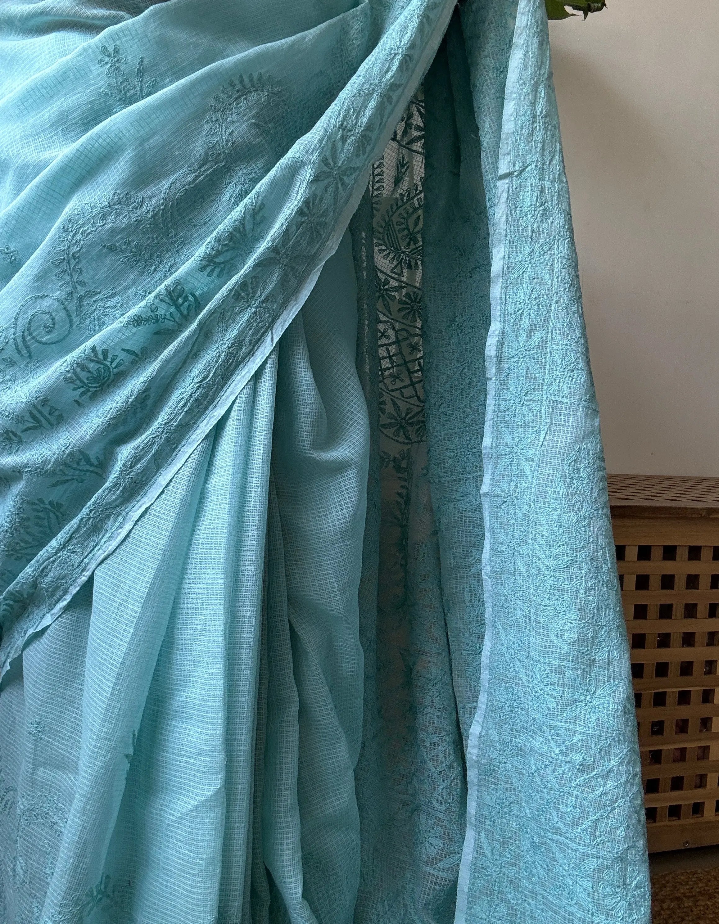 Kota Chikankari saree in Sea Green ARIAA CHIKANKARI