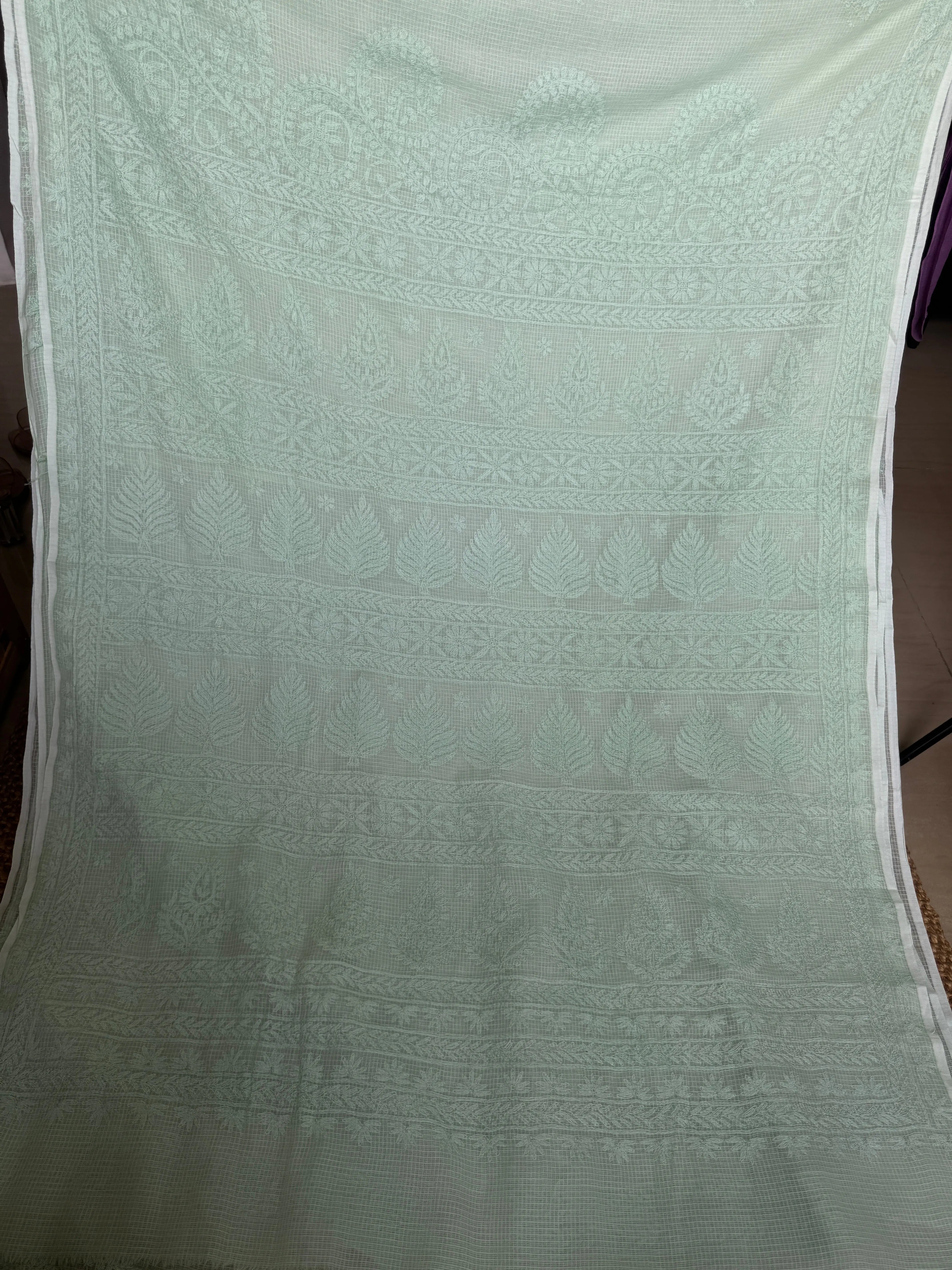 Kota Chikankari saree in Sea Green ARIAA CHIKANKARI