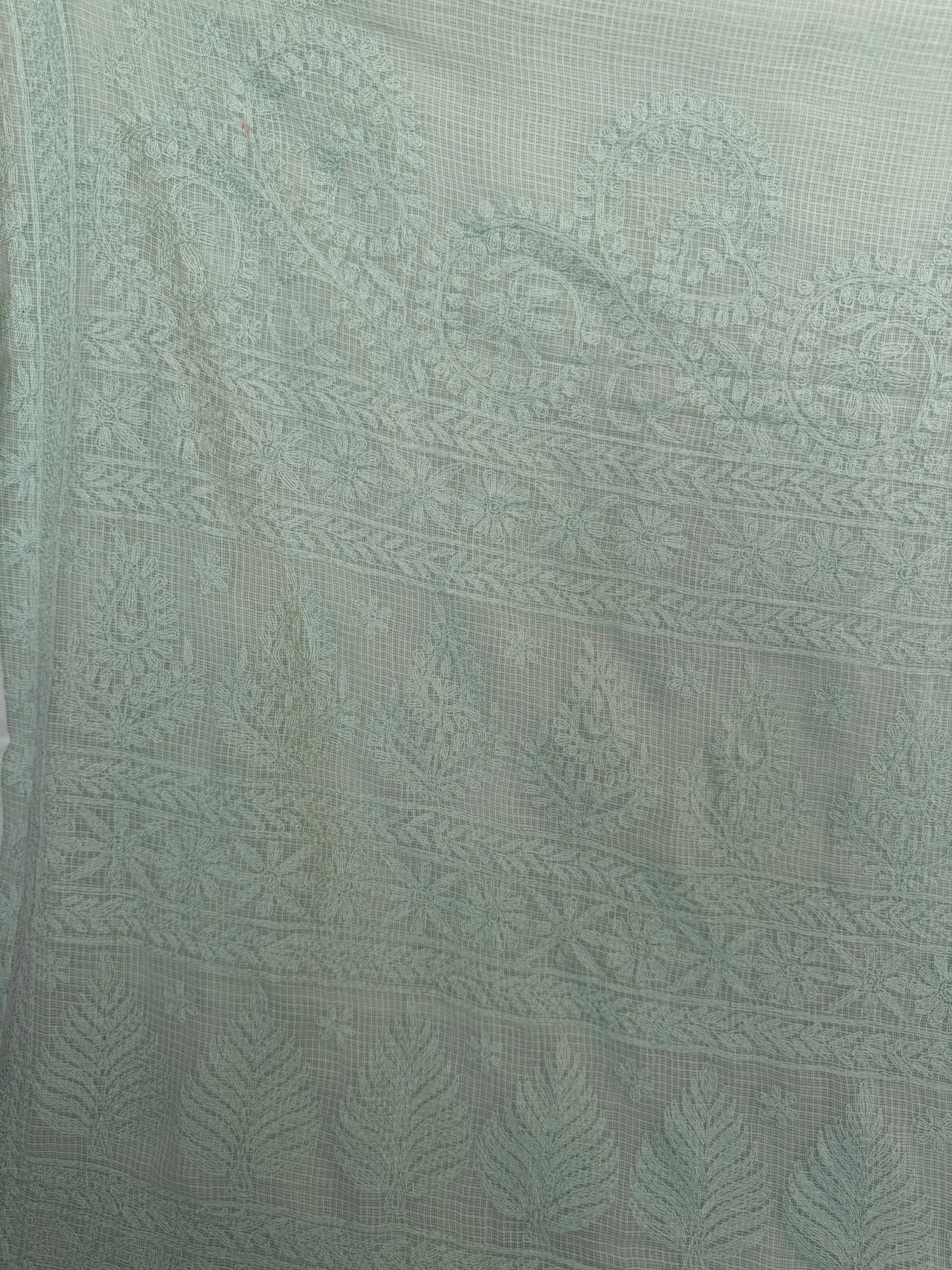 Kota Chikankari saree in Sea Green ARIAA CHIKANKARI