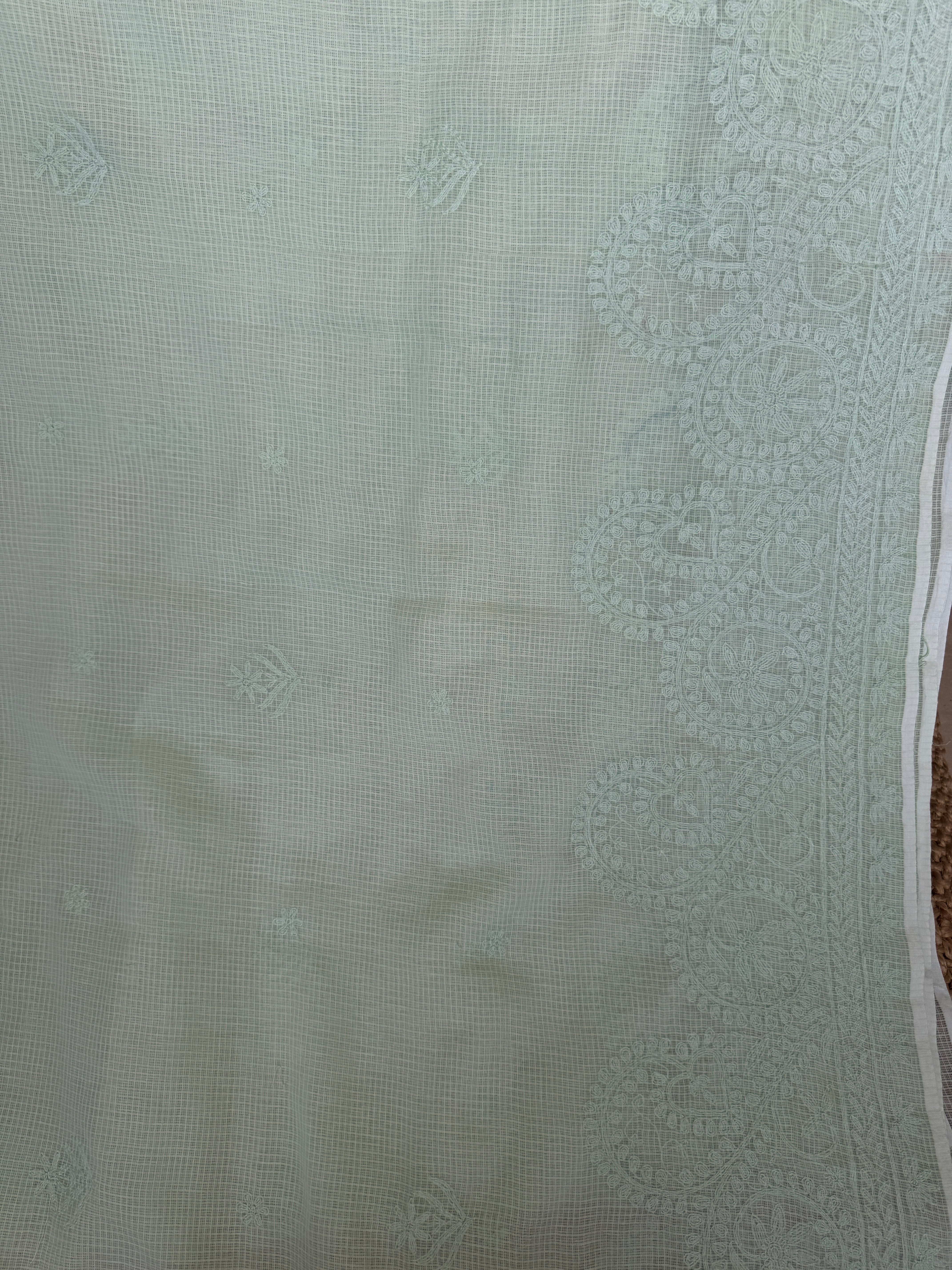 Kota Chikankari saree in Sea Green