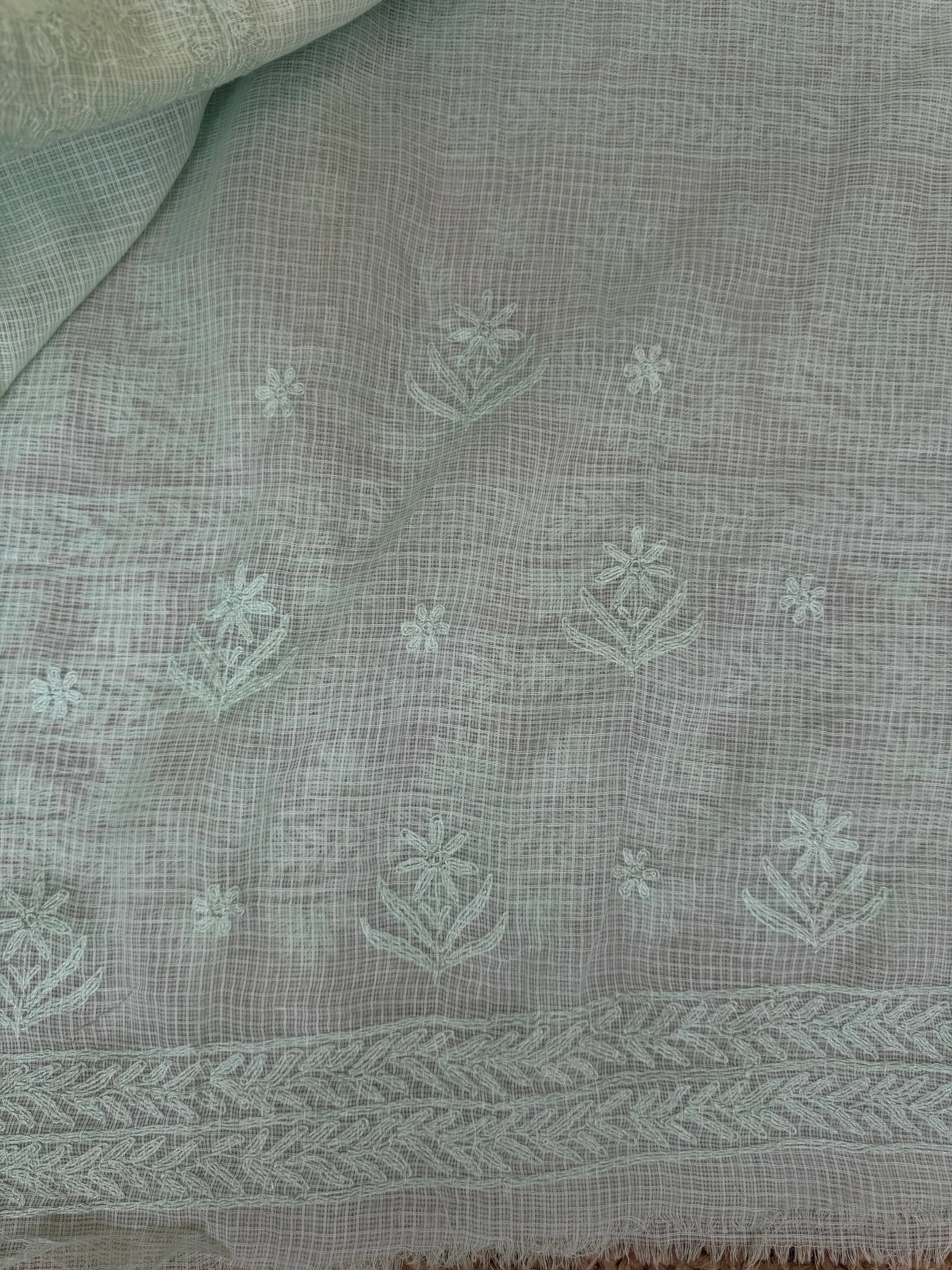 Kota Chikankari saree in Sea Green ARIAA CHIKANKARI