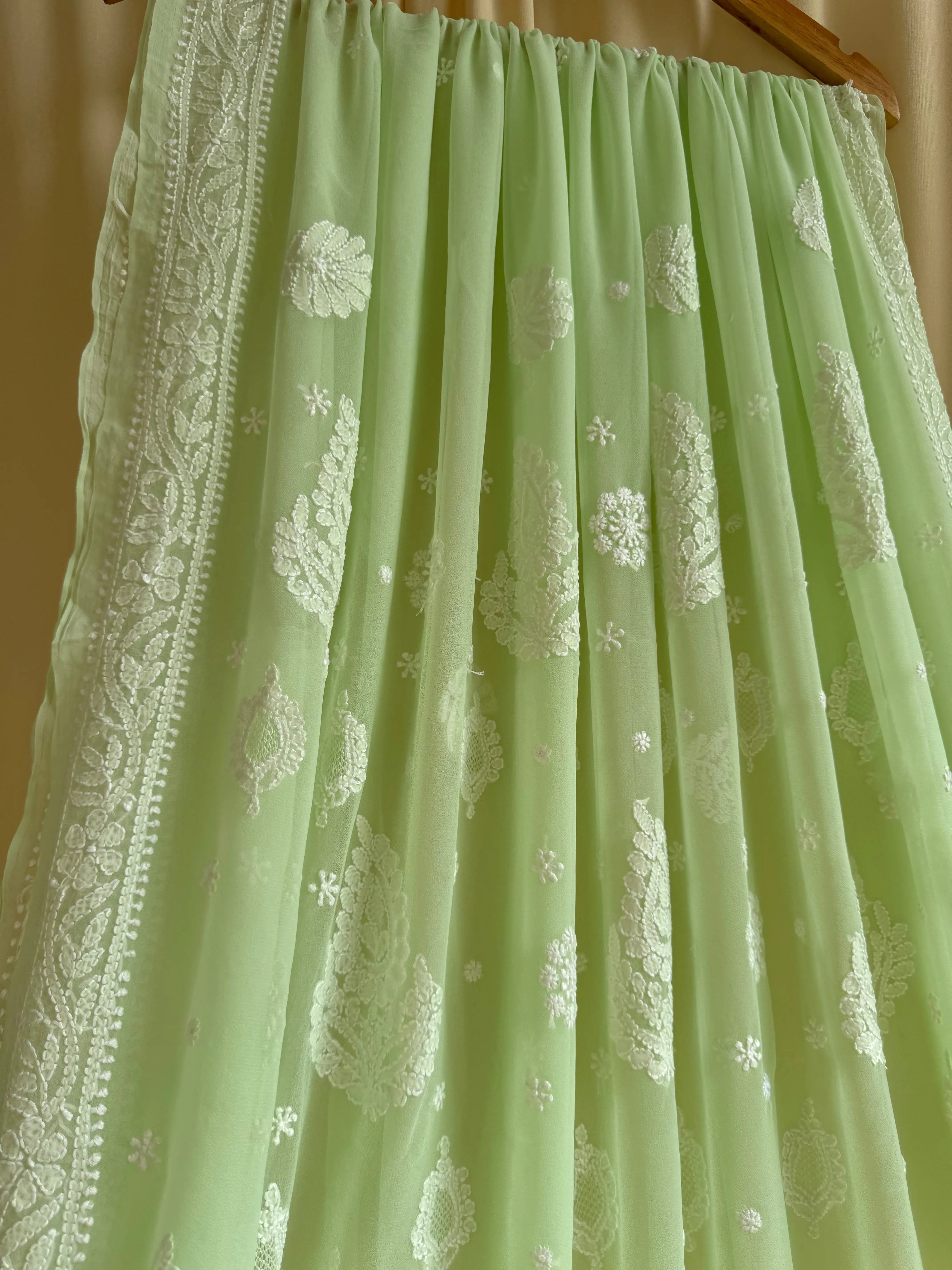 Georgette Chikankari saree in ARIAA CHIKANKARI