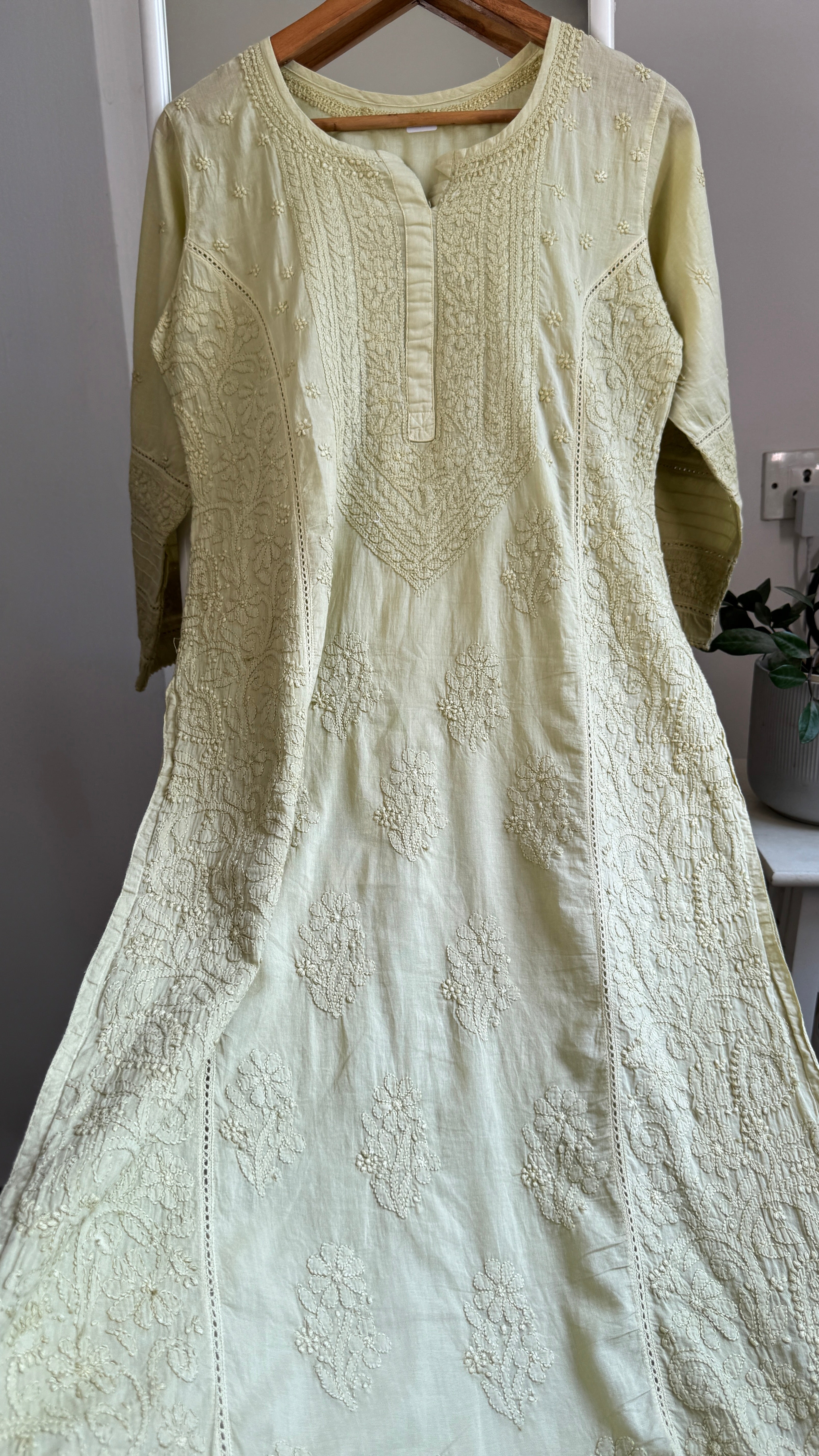 Mul Cotton Chikankari Kurti - Sheen Green - Fiza Collection