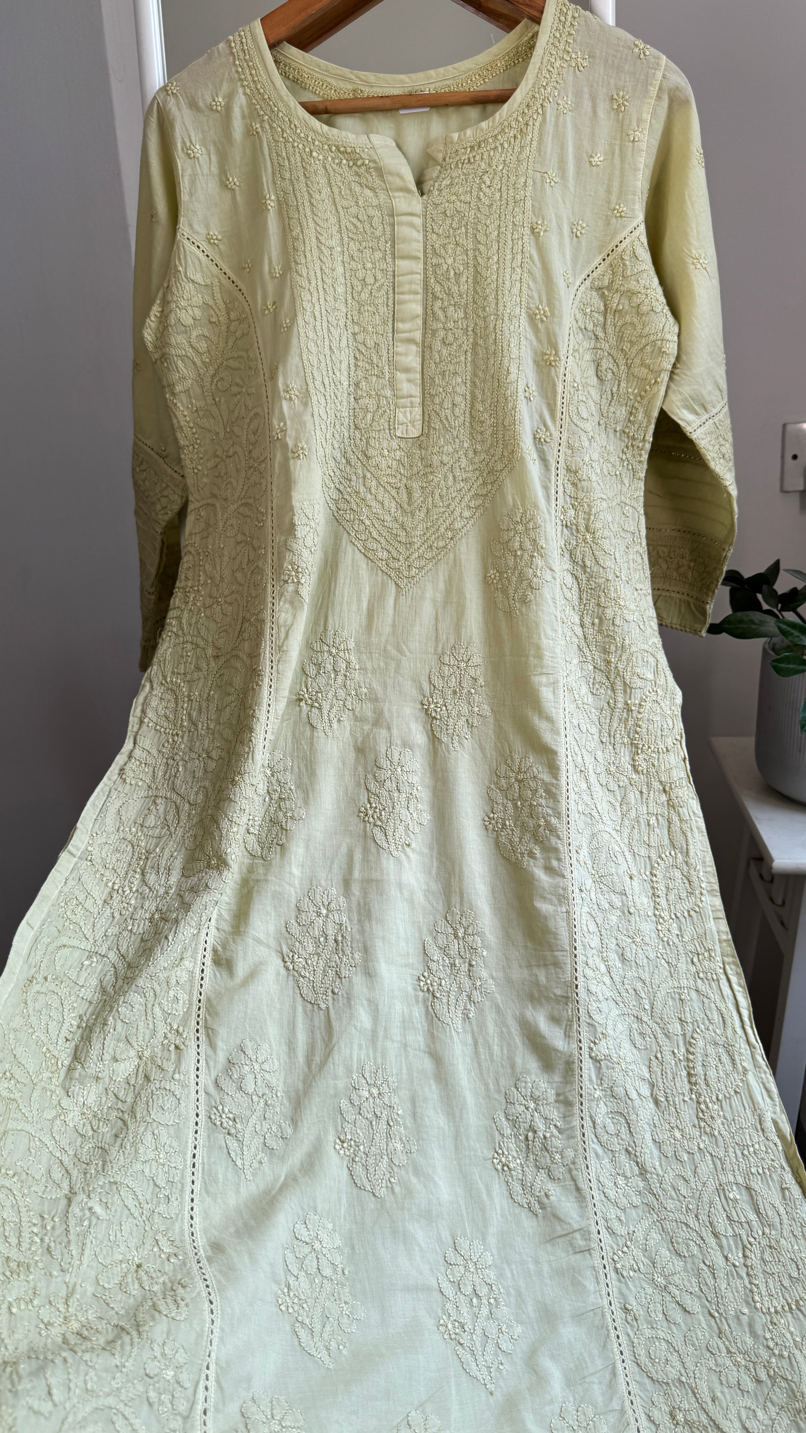 Mul Cotton Chikankari Kurti - Sheen Green - Fiza Collection