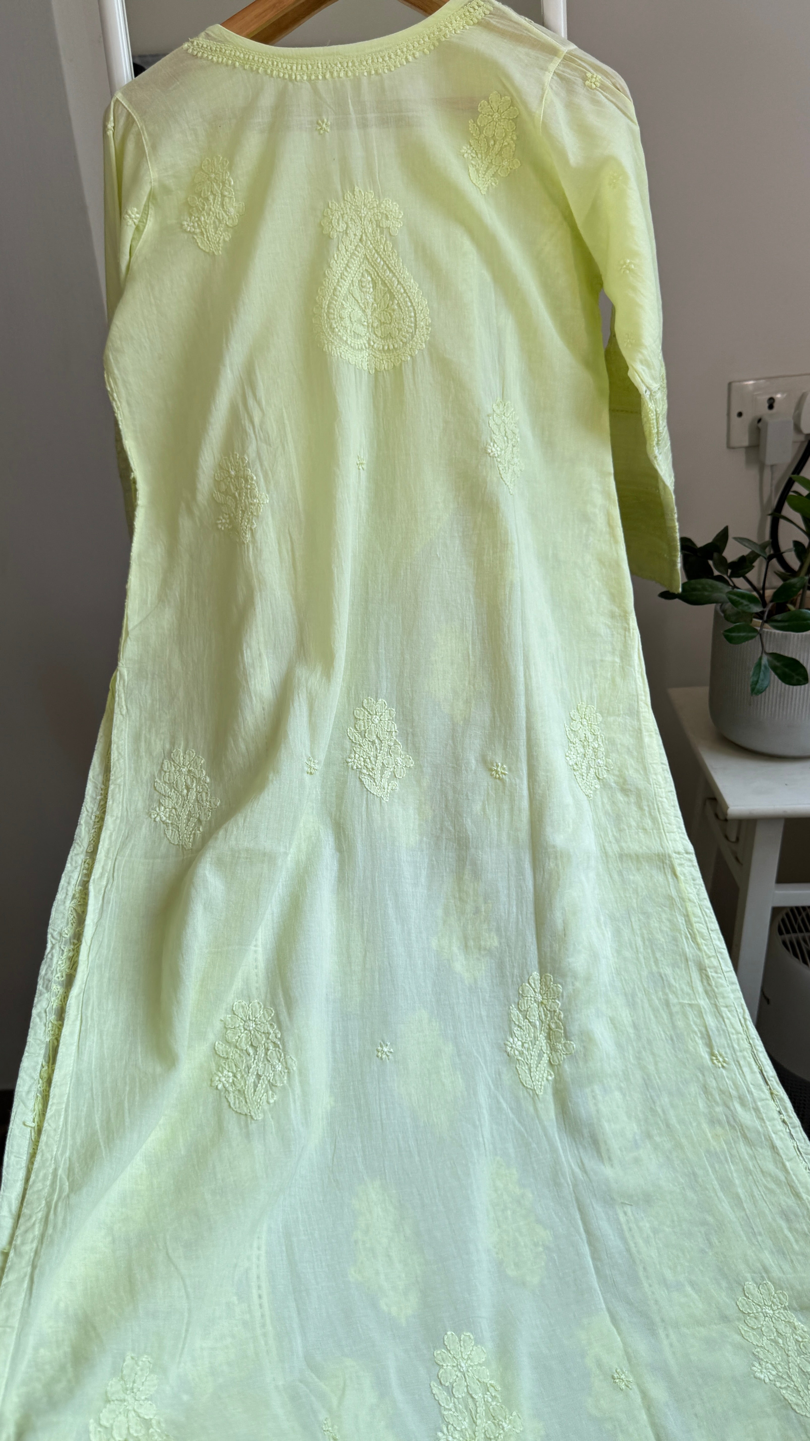 Mul Cotton Chikankari Kurti - Apple Green - Fiza Collection