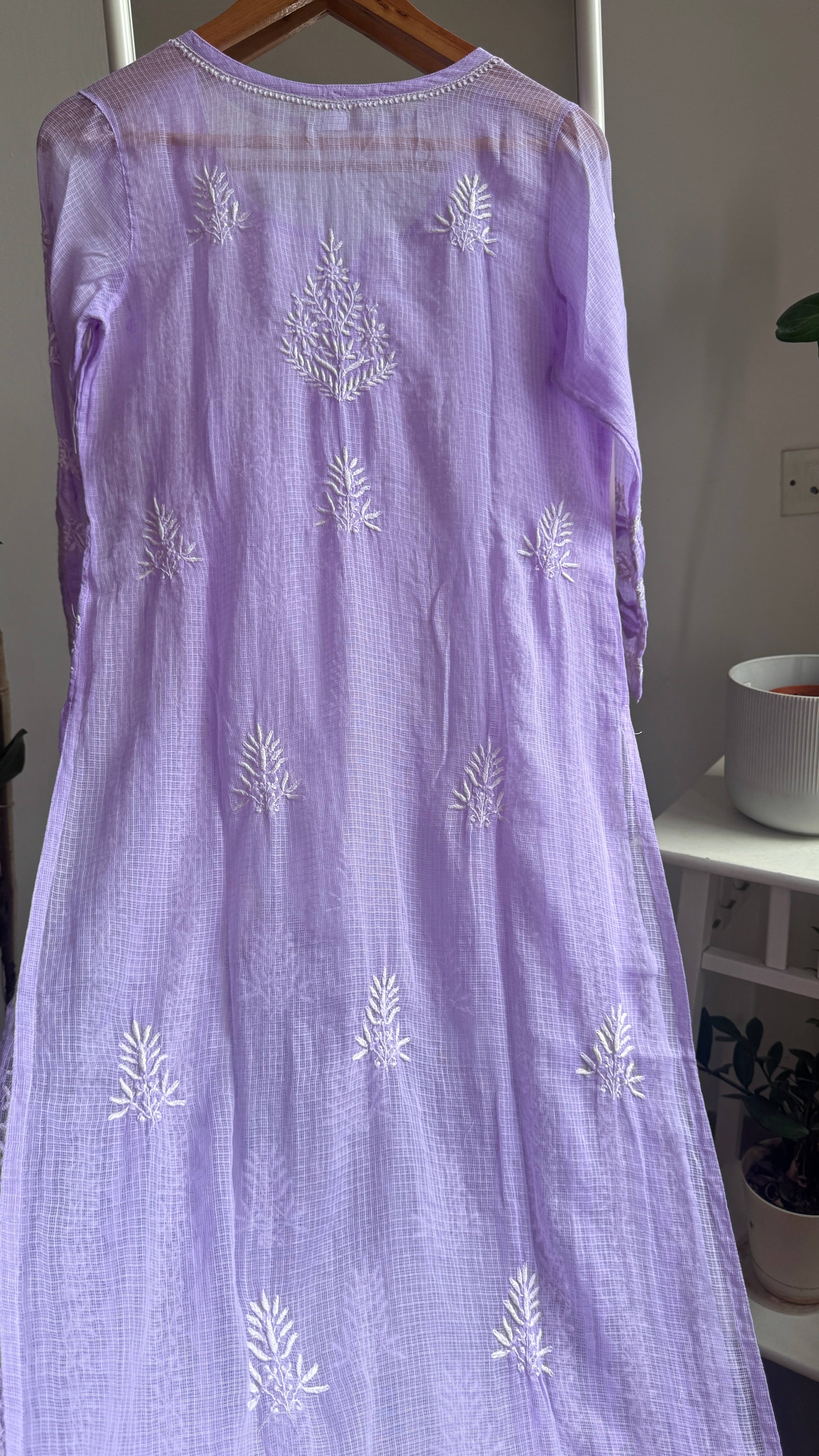 Kota Soft Cotton Chikankari Kurti - Lilac - TARA Collection