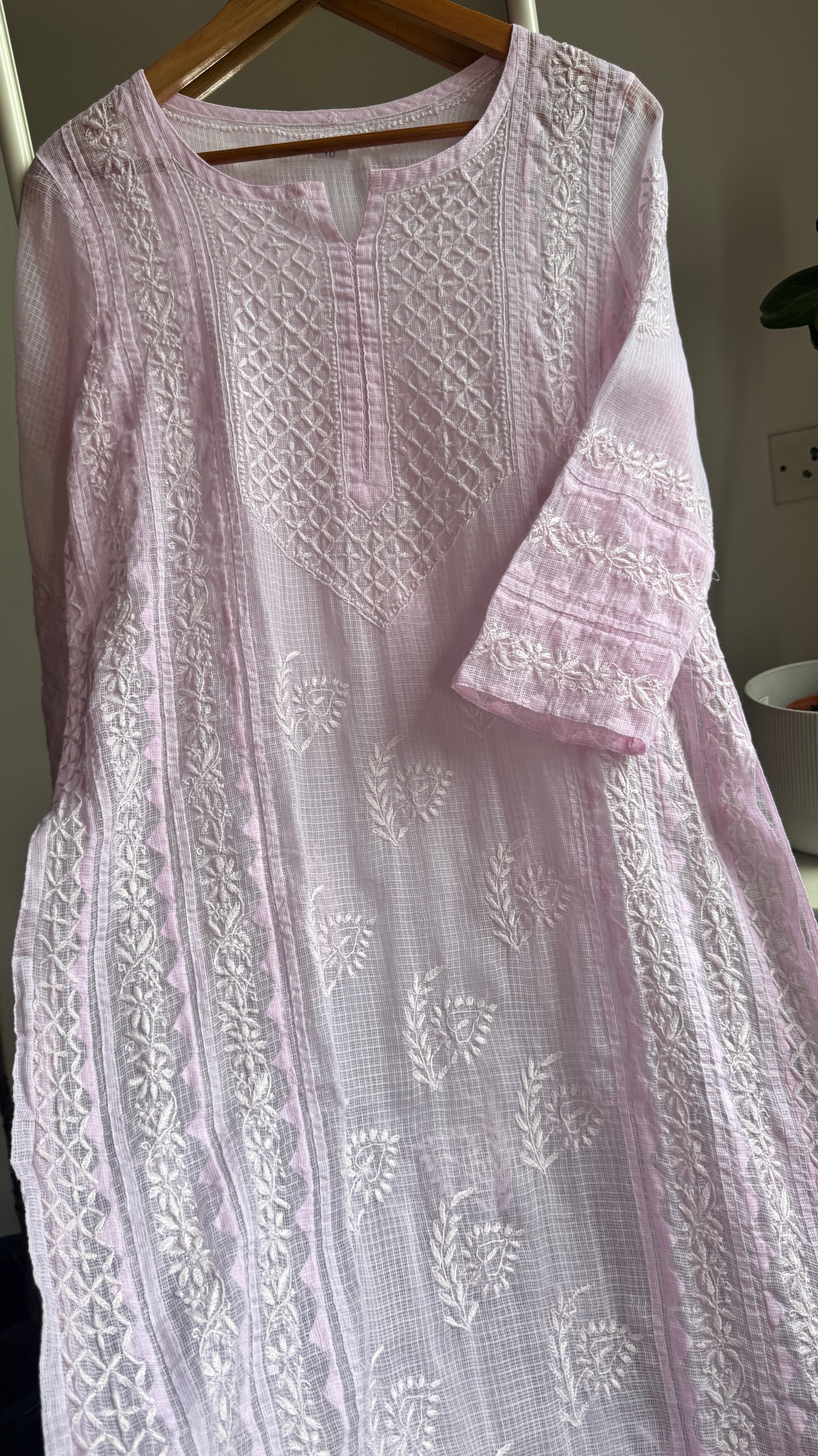 Kota Soft Cotton Chikankari Kurti - Pink - TARA Collection