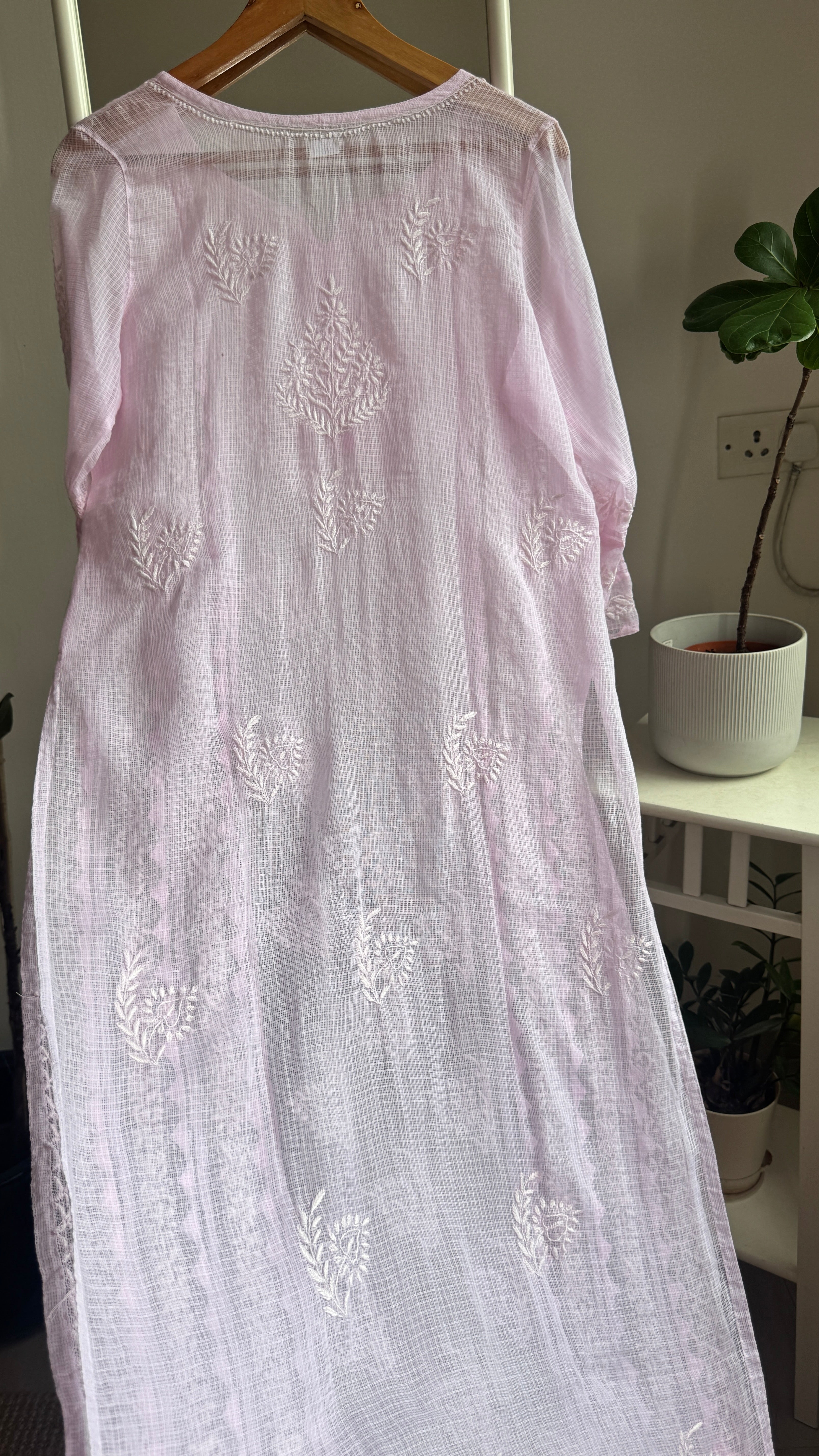 Kota Soft Cotton Chikankari Kurti - Pink - TARA Collection