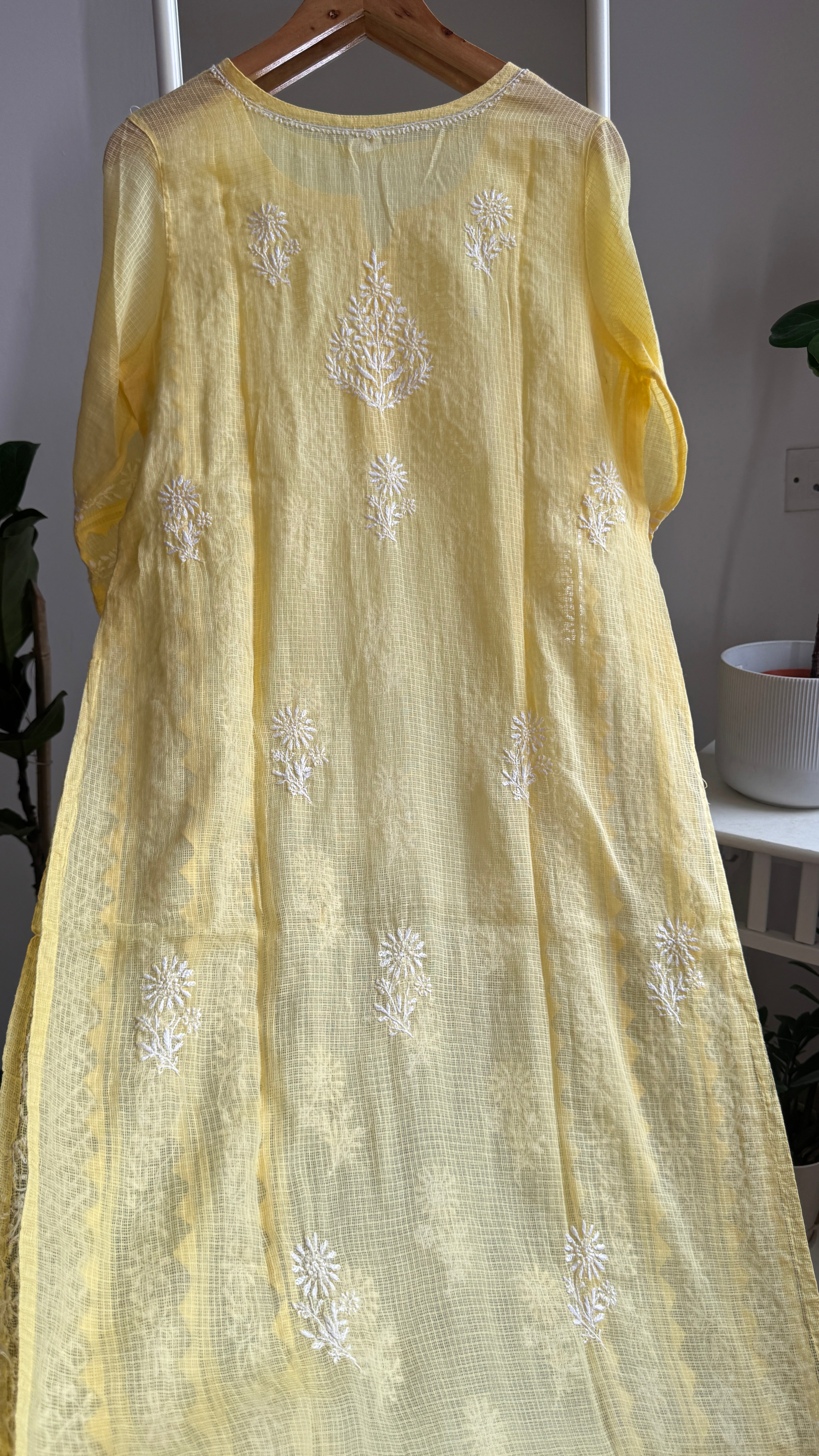 Kota Soft Cotton Chikankari Kurti - Yellow - TARA Collection