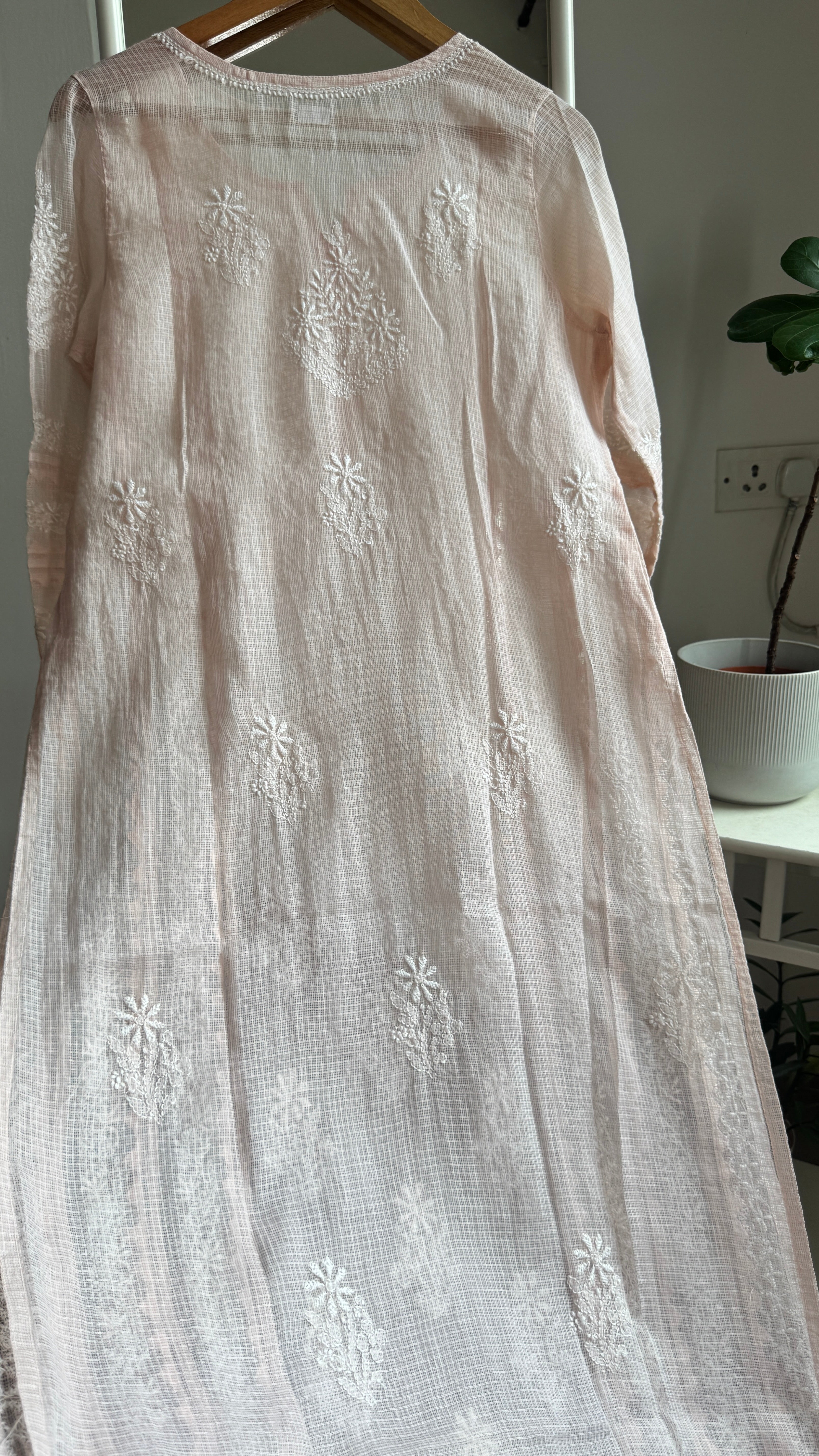 Kota Soft Cotton Chikankari Kurti - Blush Peach - TARA Collection