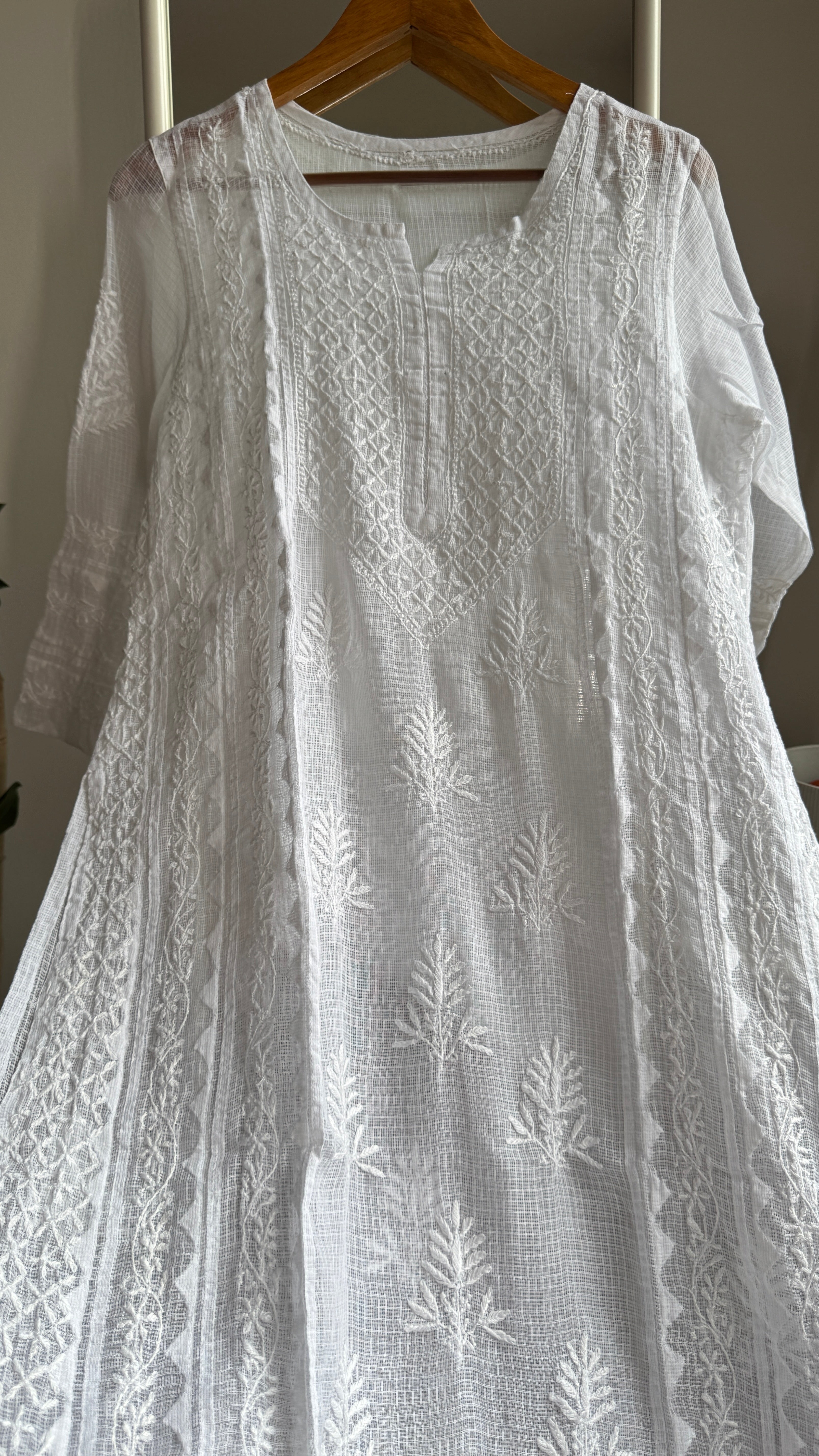 Kota Soft Cotton Chikankari Kurti - White - TARA Collection