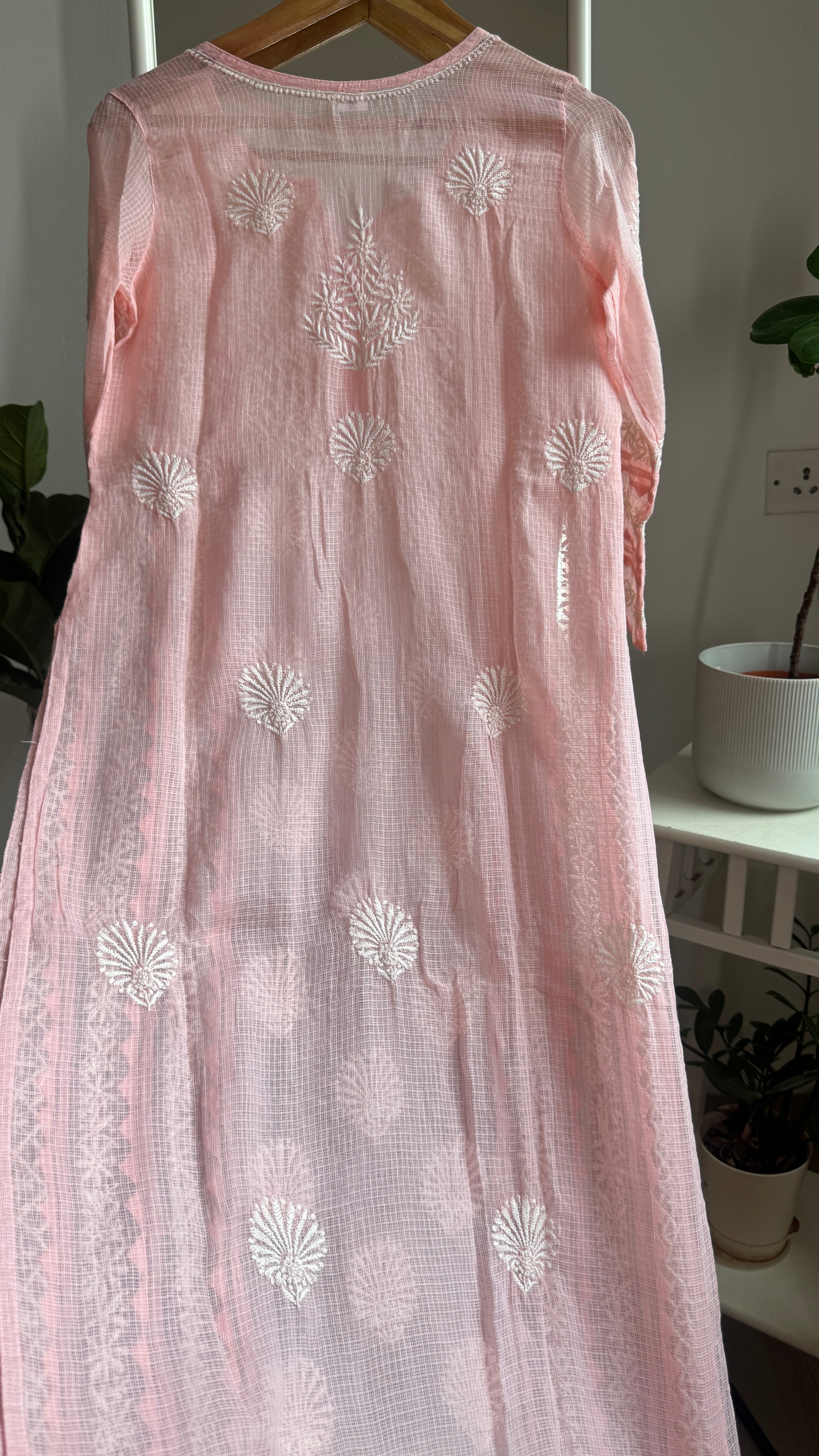 Kota Soft Cotton Chikankari Kurti - Carrot Pink - TARA Collection