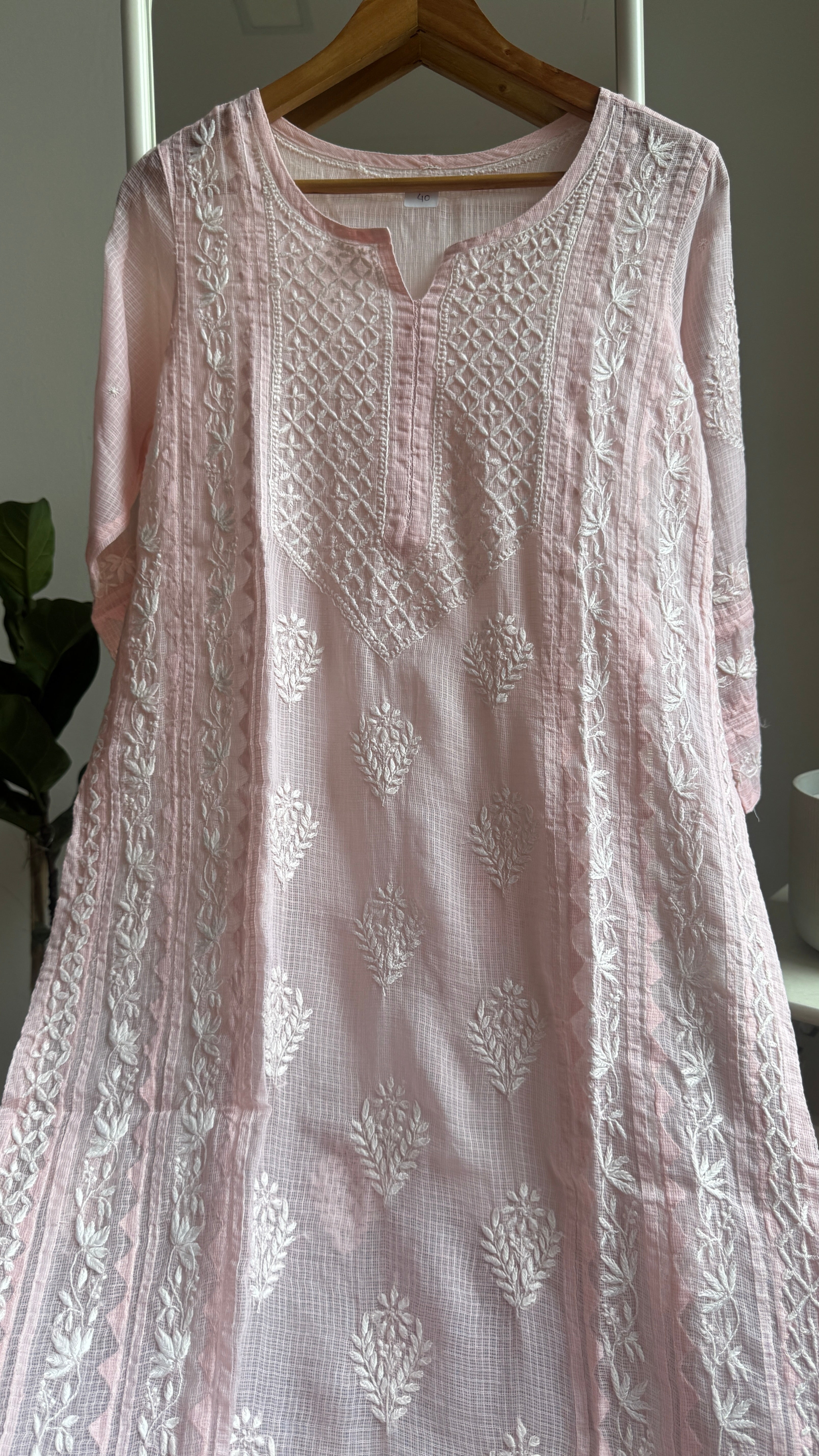 Kota Soft Cotton Chikankari Kurti - Pink- TARA Collection