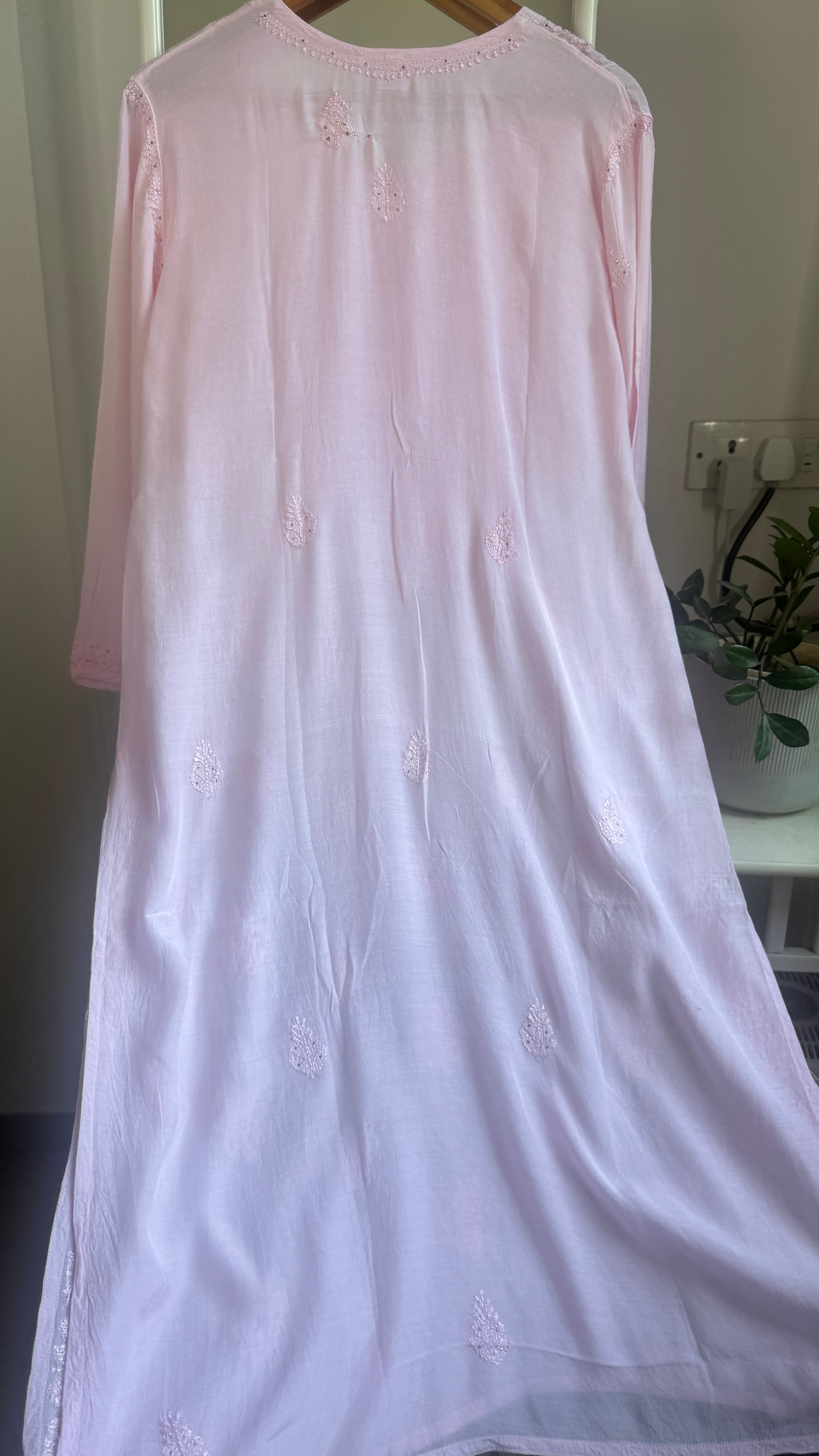 Muslin Chikankari Kurti with Mukaish work - Pink - Aayat Collection