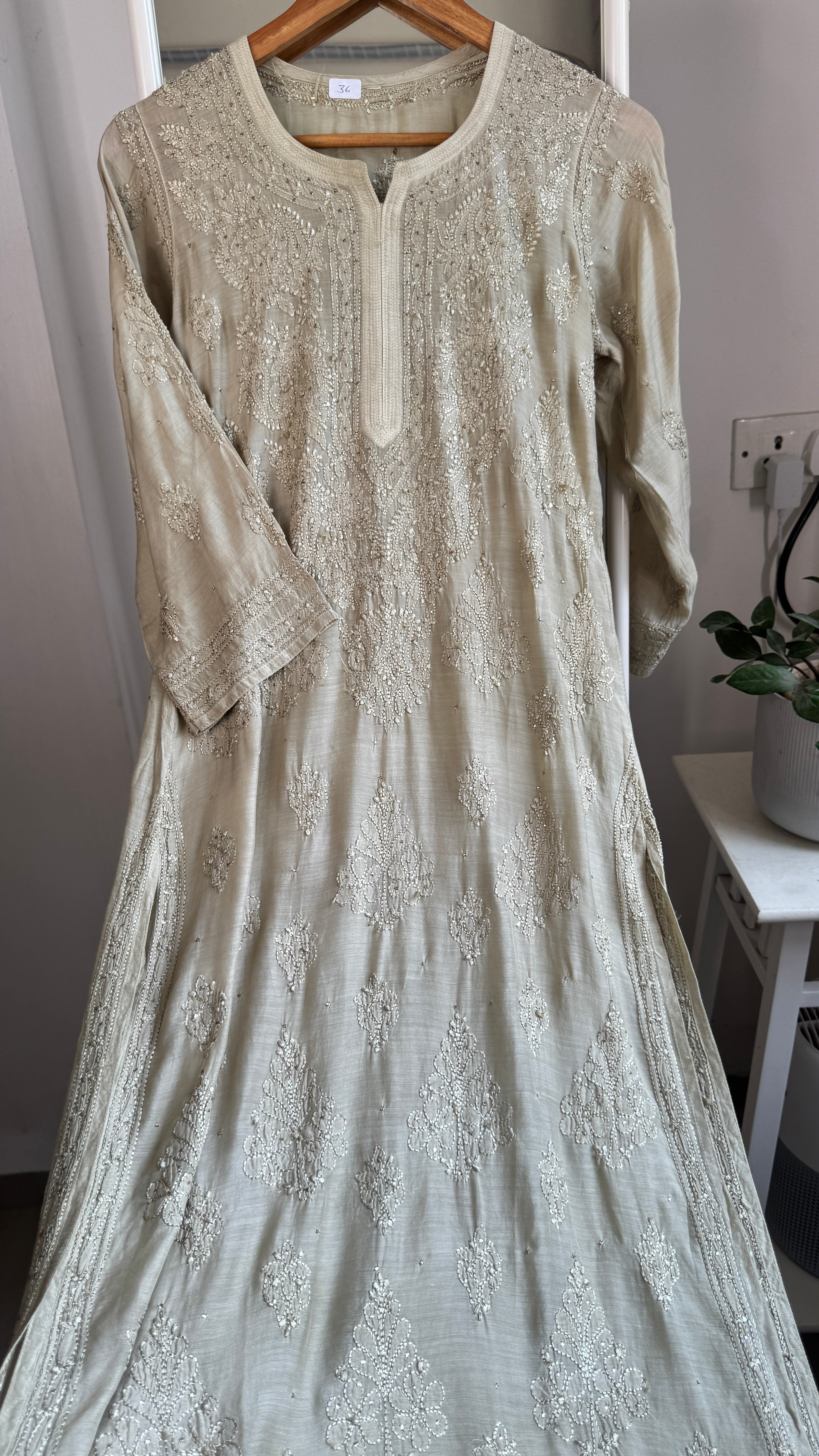Muslin Chikankari Kurti with Mukaish work - Sheen Green - Aayat Collection