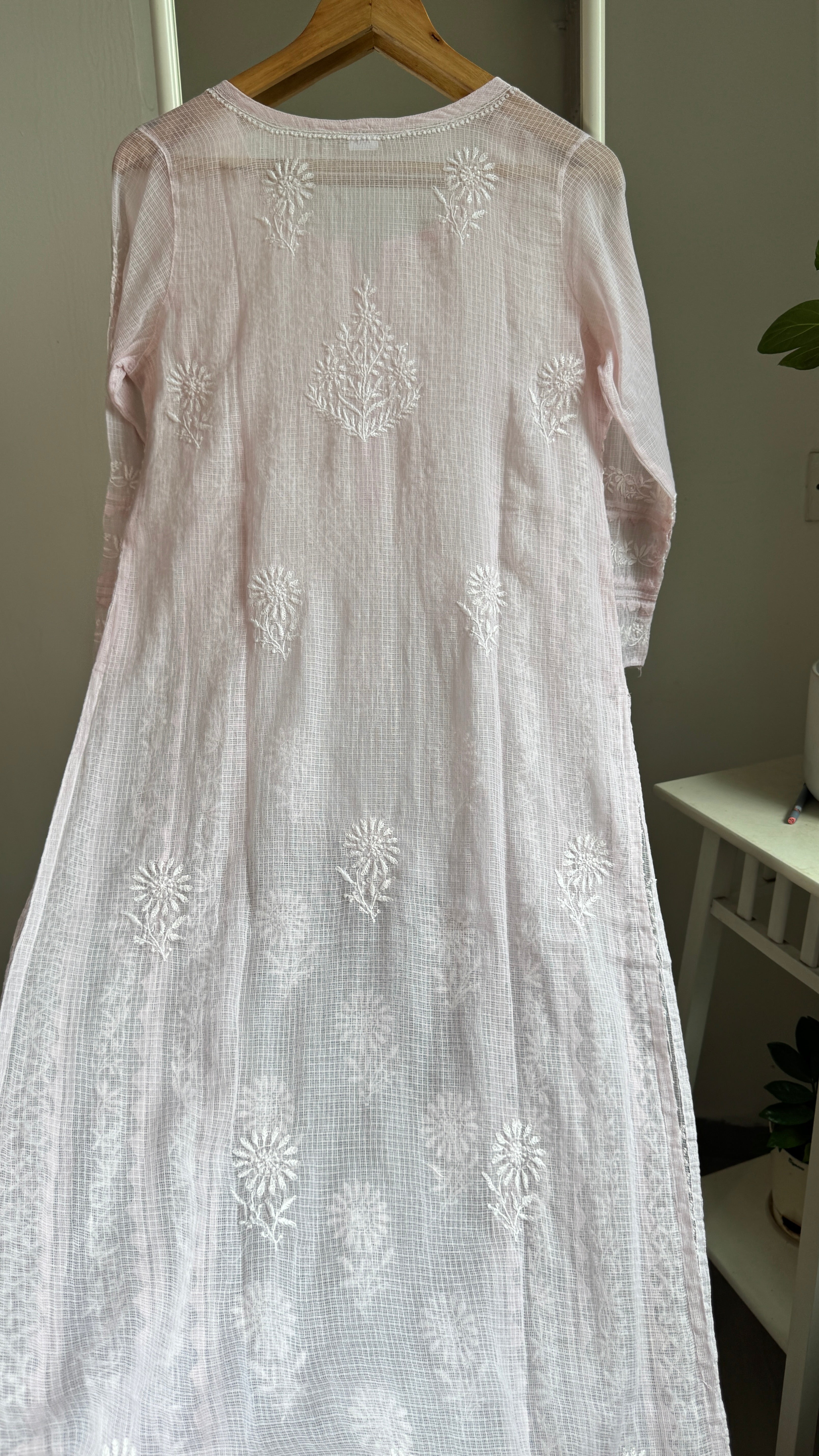 Kota Soft Cotton Chikankari Kurti - Pale Pink - TARA Collection
