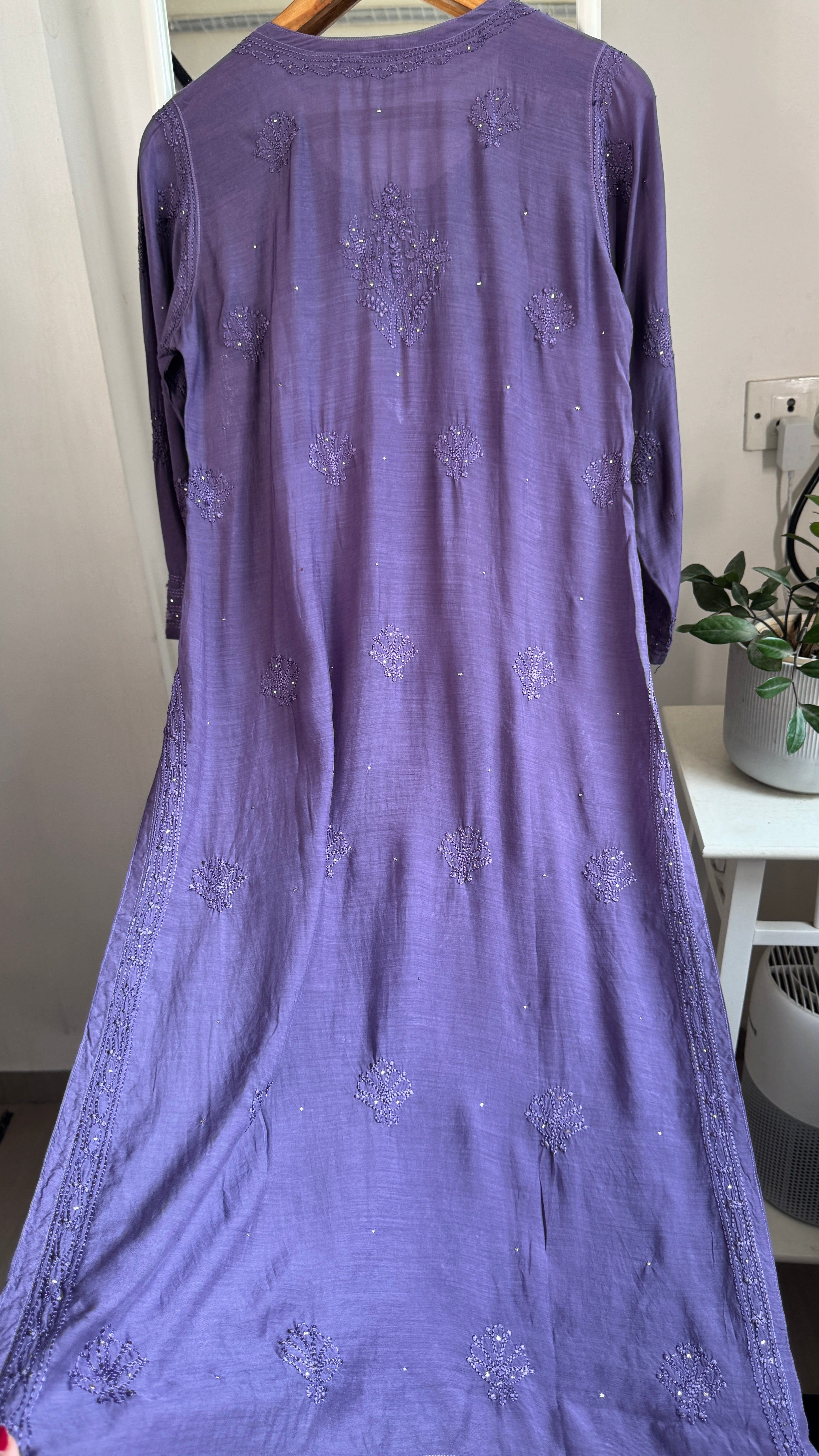 Muslin Chikankari Kurti with Mukaish work - Dove Purple - Aayat Collection