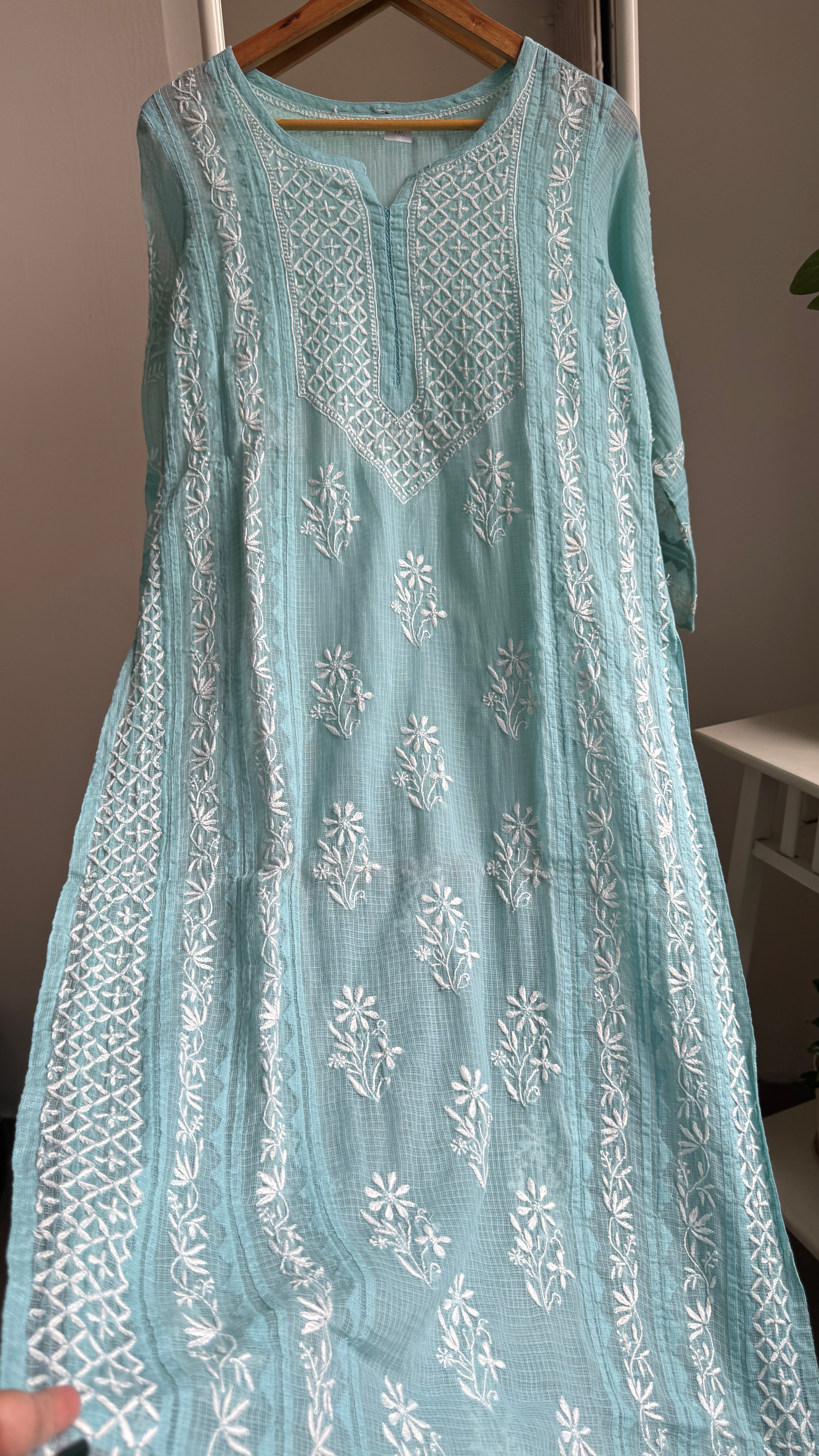 Kota Soft Cotton Chikankari Kurti - Tiffnay Blue- TARA Collection