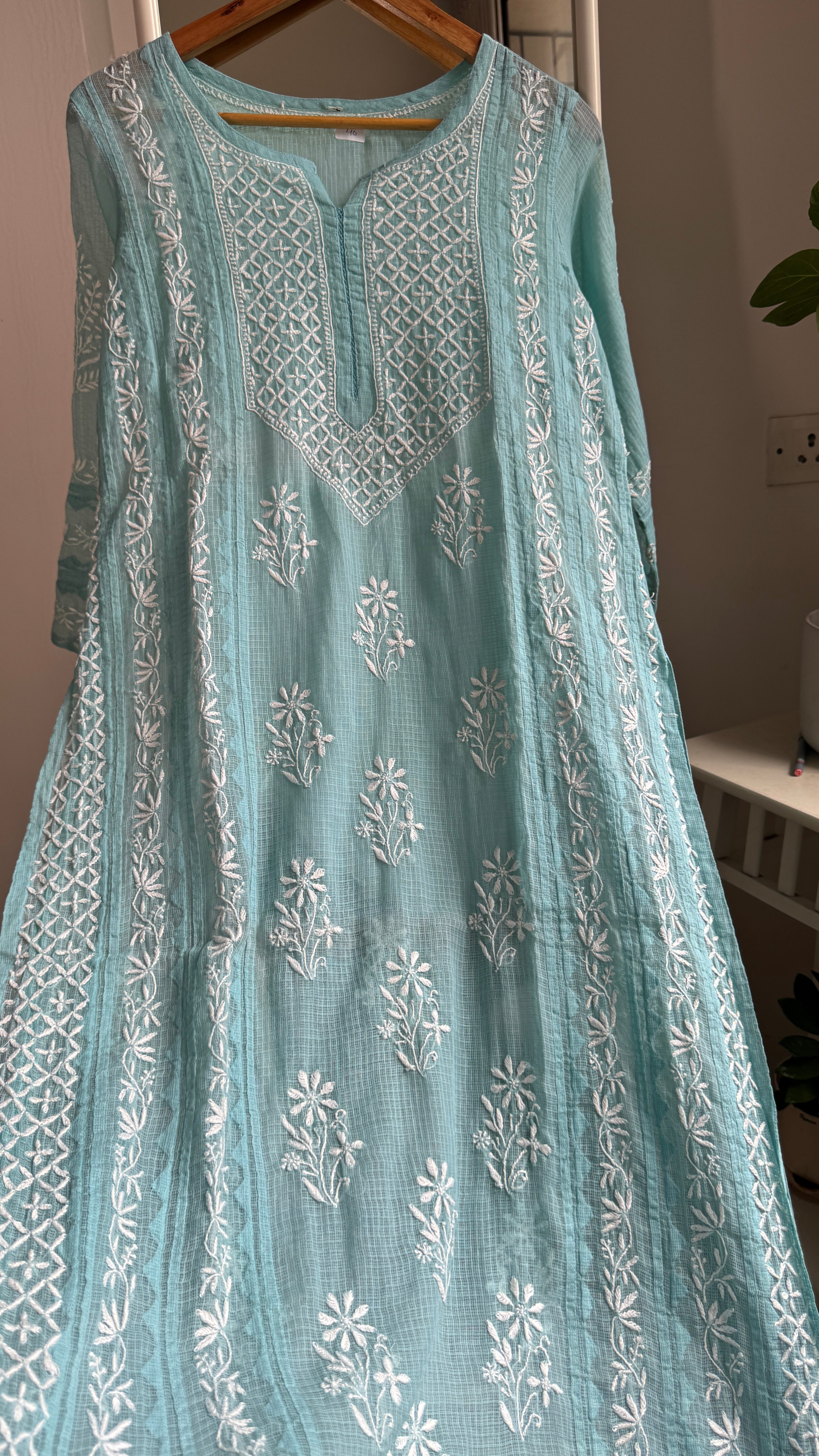Kota Soft Cotton Chikankari Kurti - Tiffnay Blue- TARA Collection