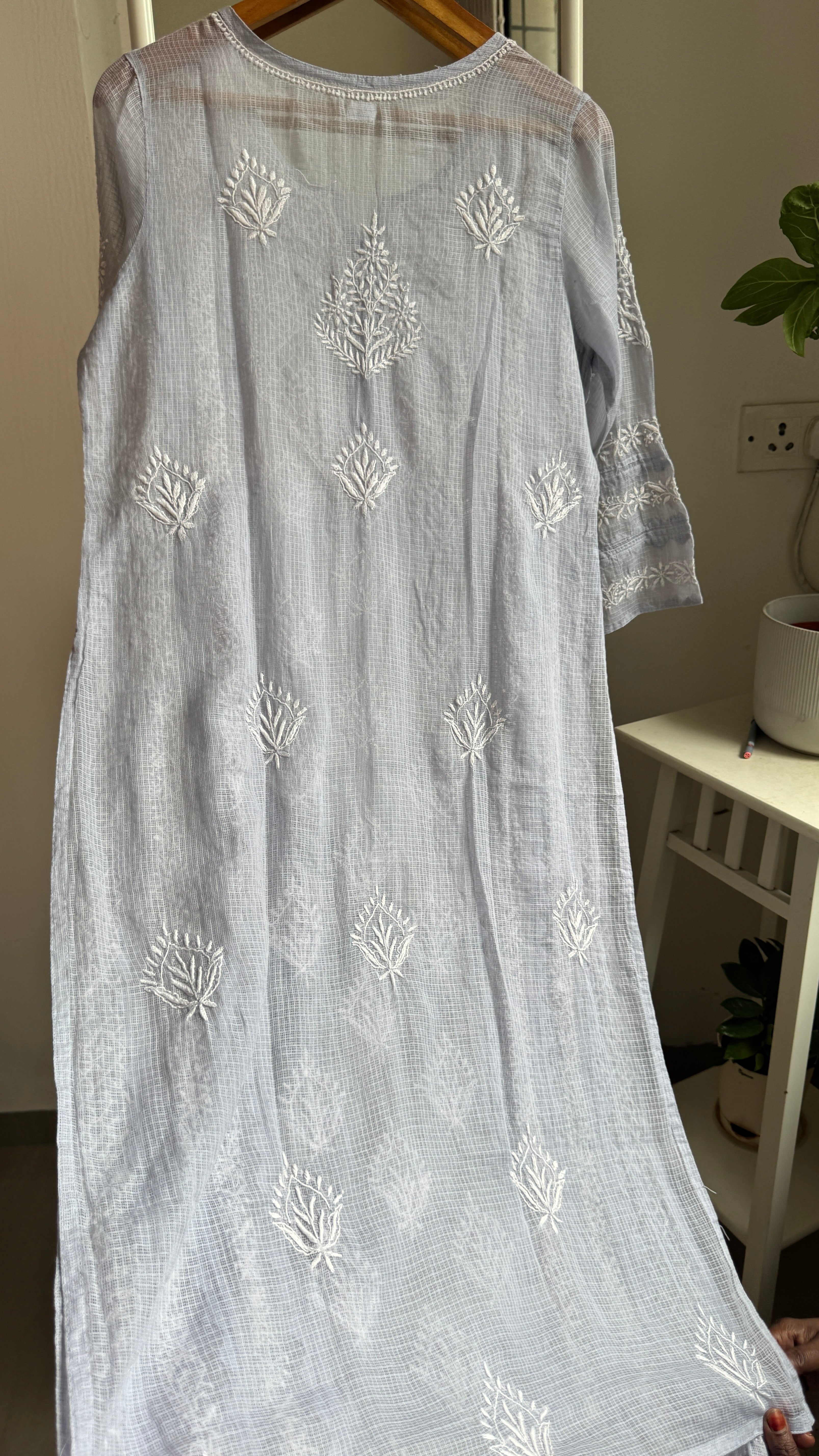 Kota Soft Cotton Chikankari Kurti- Grey - TARA Collection