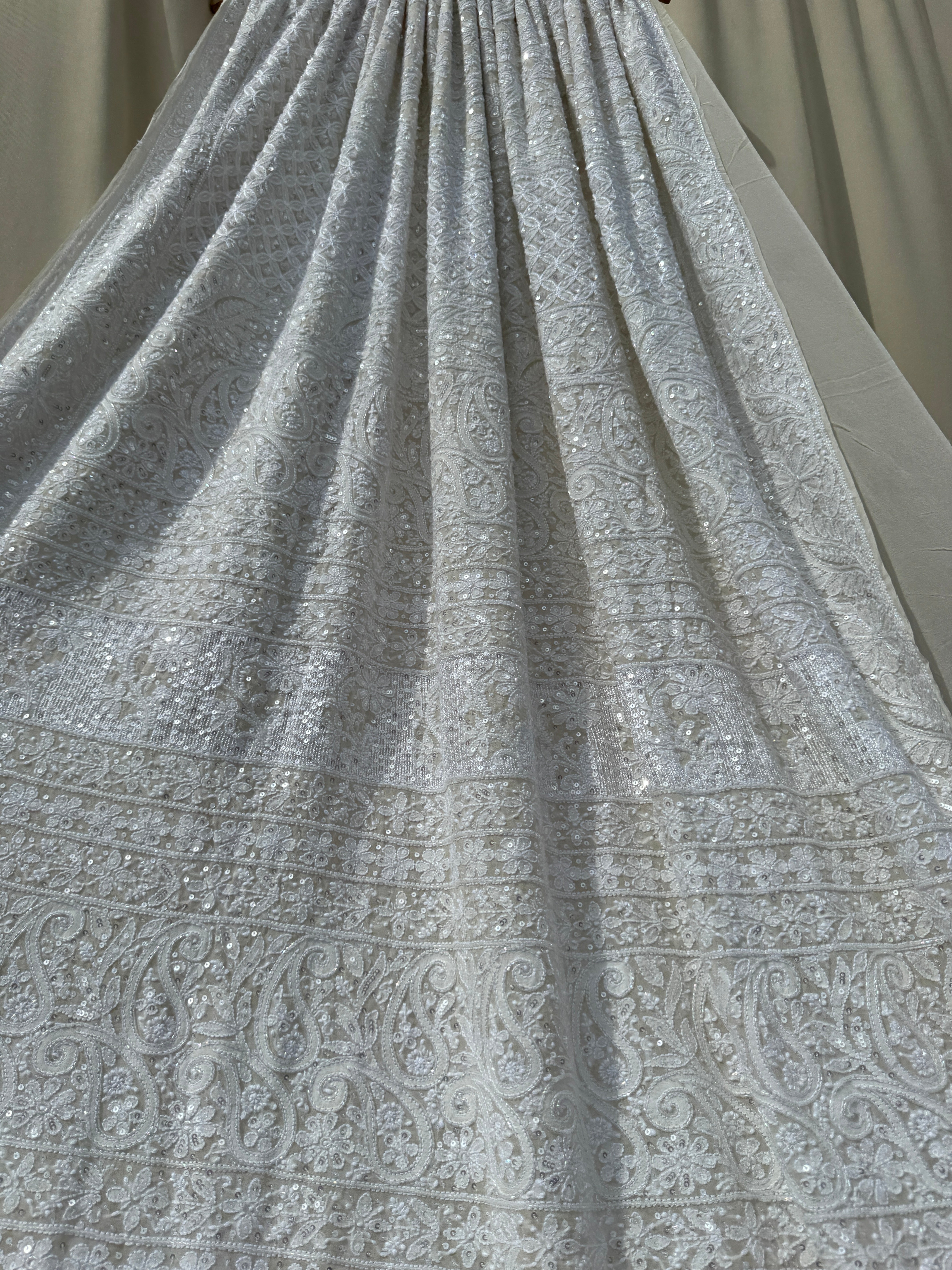 Pure Georgette Lucknow Chikankari Saree - white - Rooh Collection