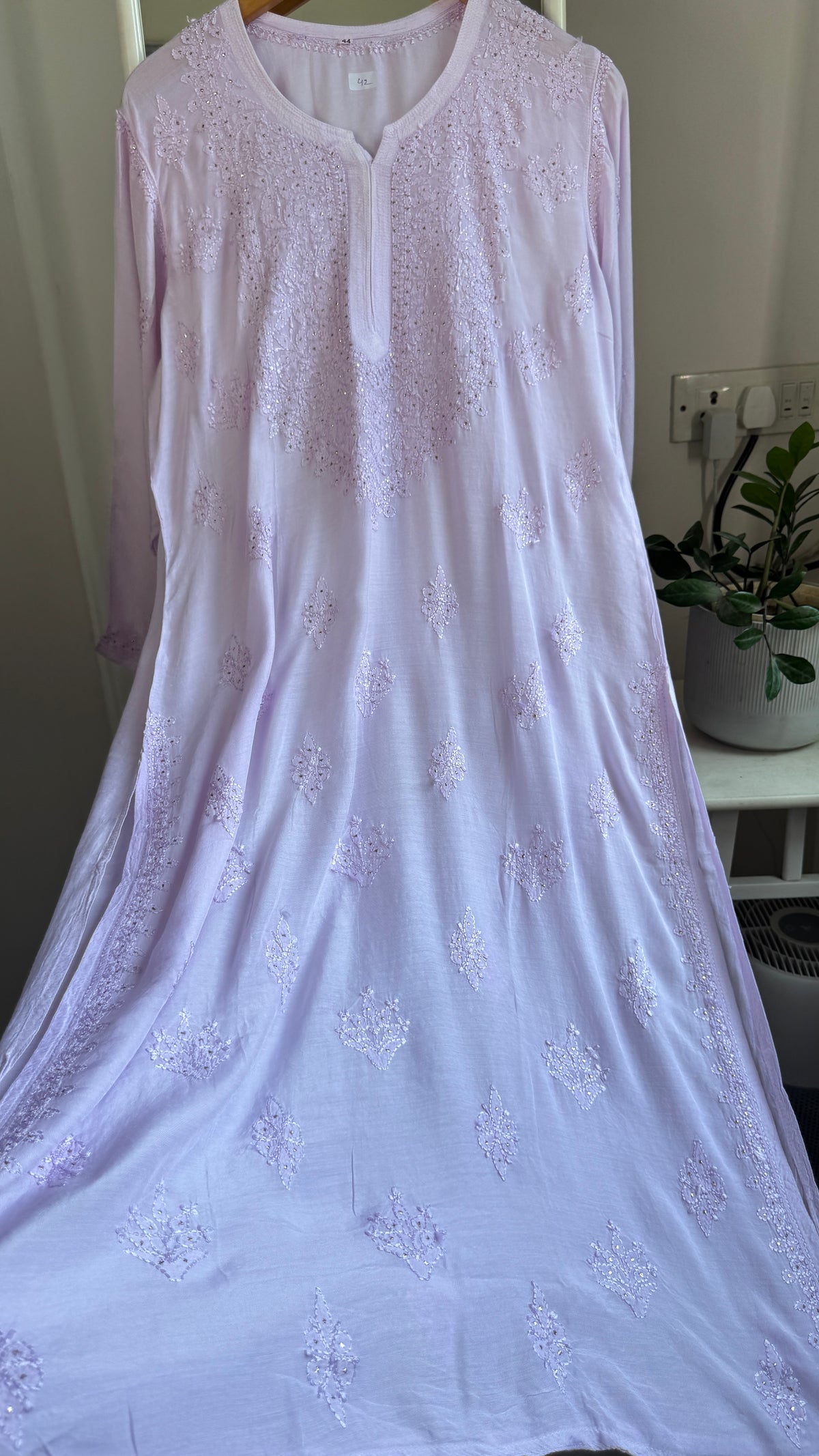 Muslin Chikankari Kurti with Mukaish work - Lilac - Aayat Collection