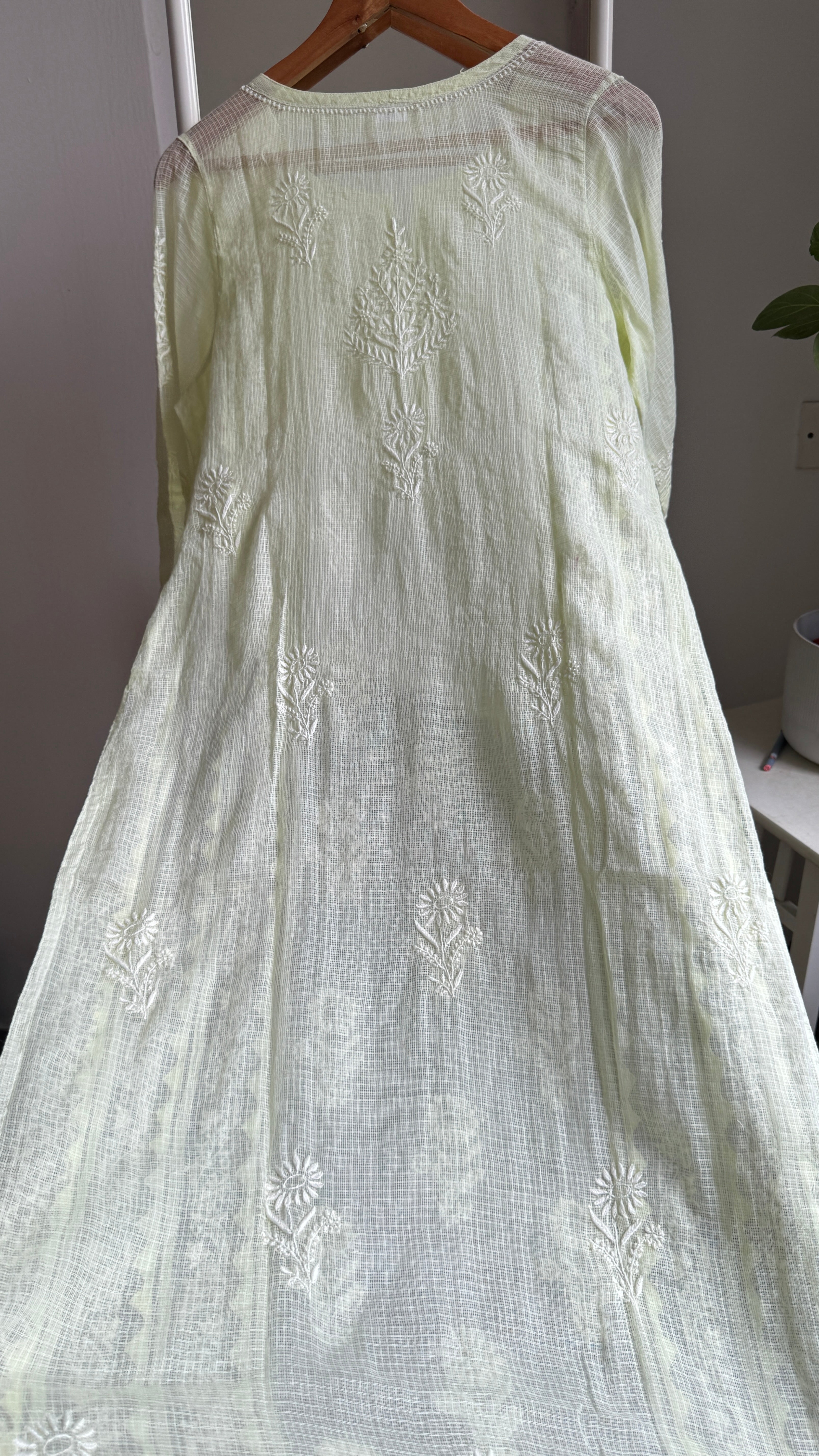 Kota Soft Cotton Chikankari Kurti - Apple Green - TARA Collection