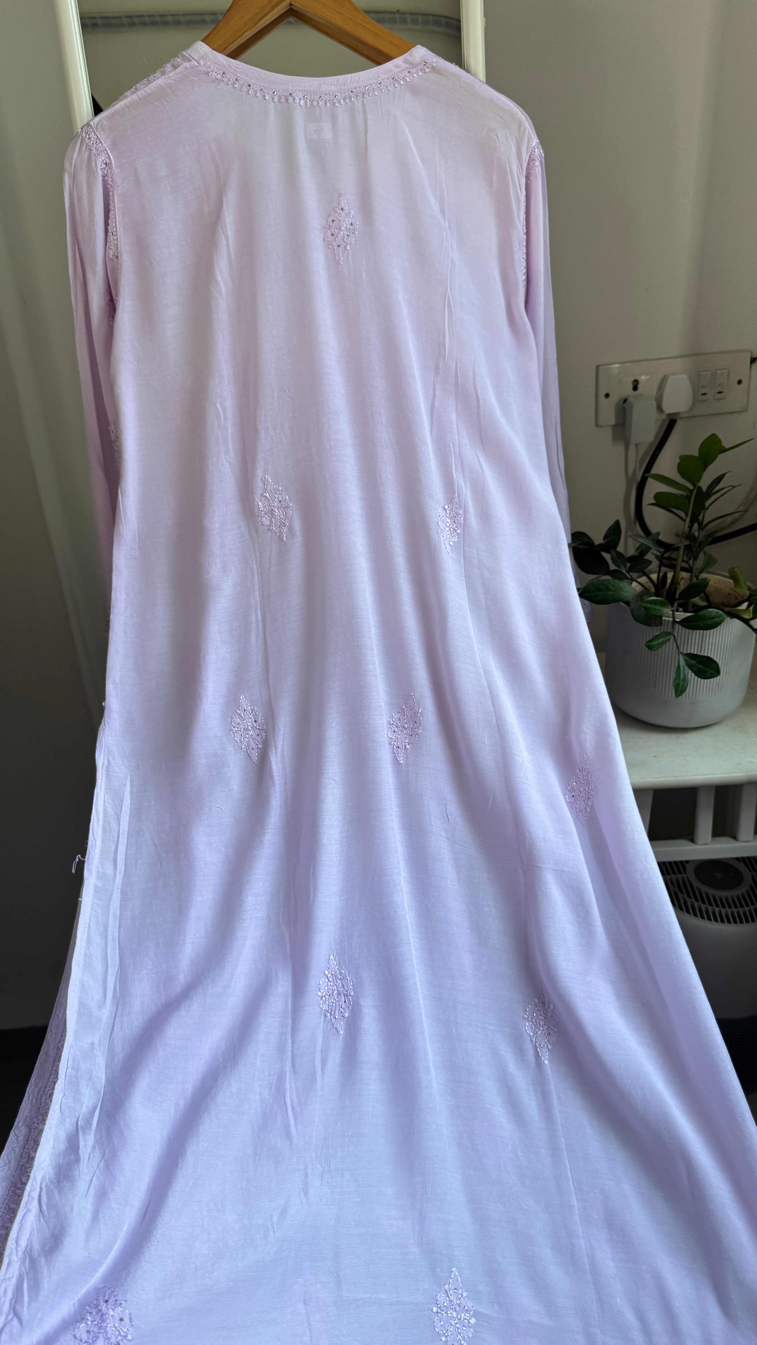 Muslin Chikankari Kurti with Mukaish work - Lilac - Aayat Collection