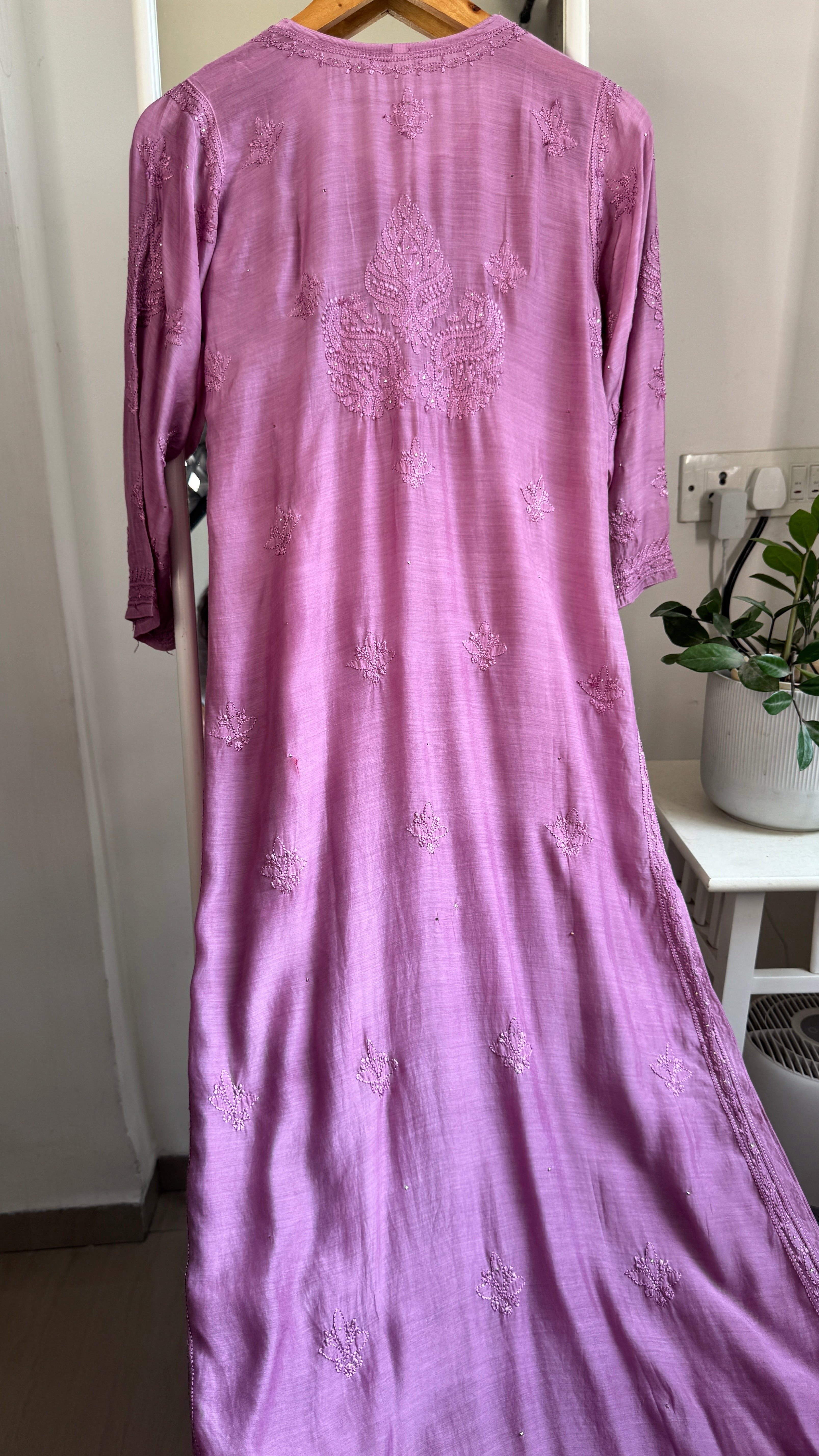 Muslin Chikankari Kurti with Mukaish work - Mauve - Aayat Collection