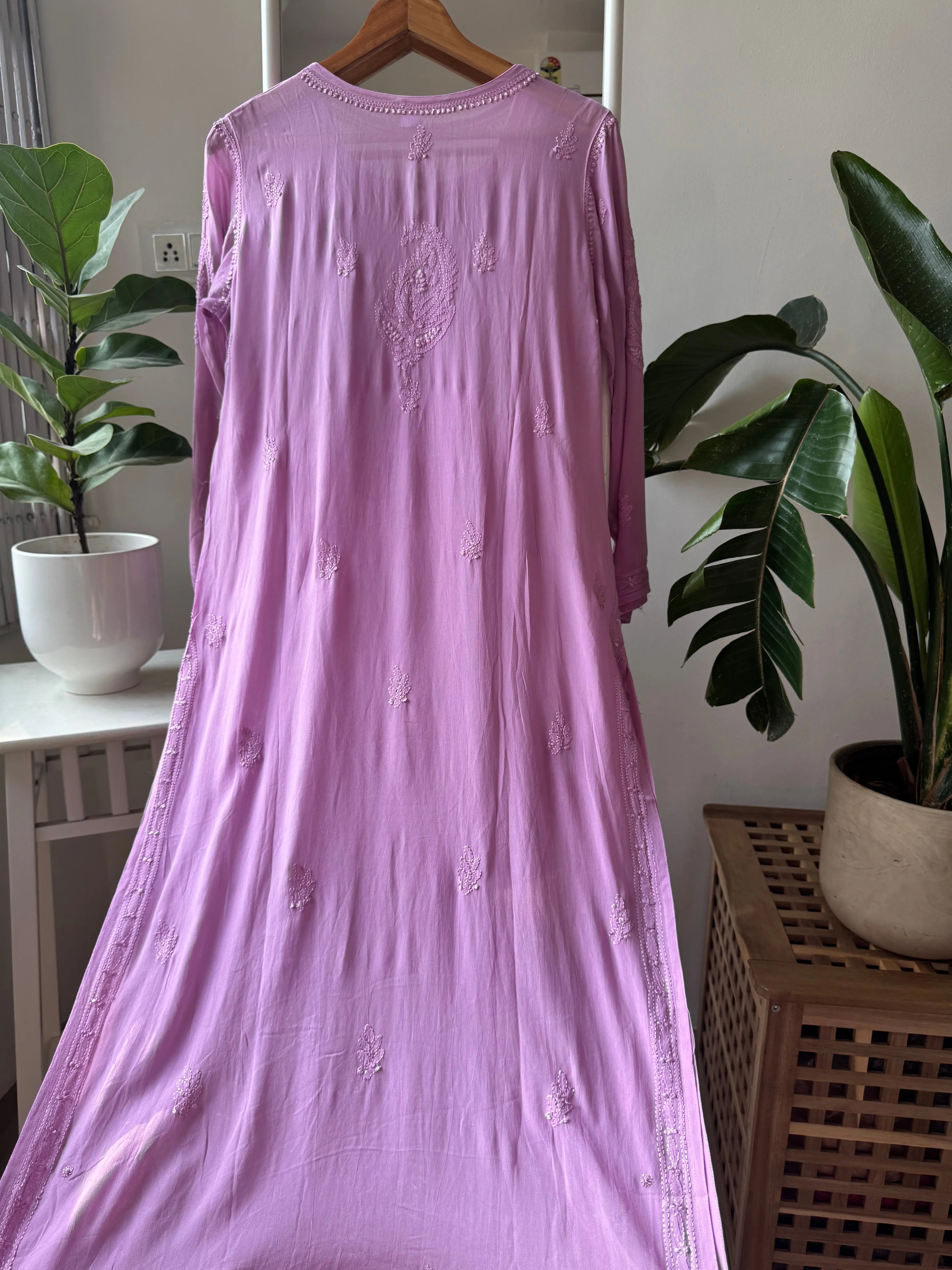 Viscose Kurti - Gala Booti- Lilac ARIAA CHIKANKARI