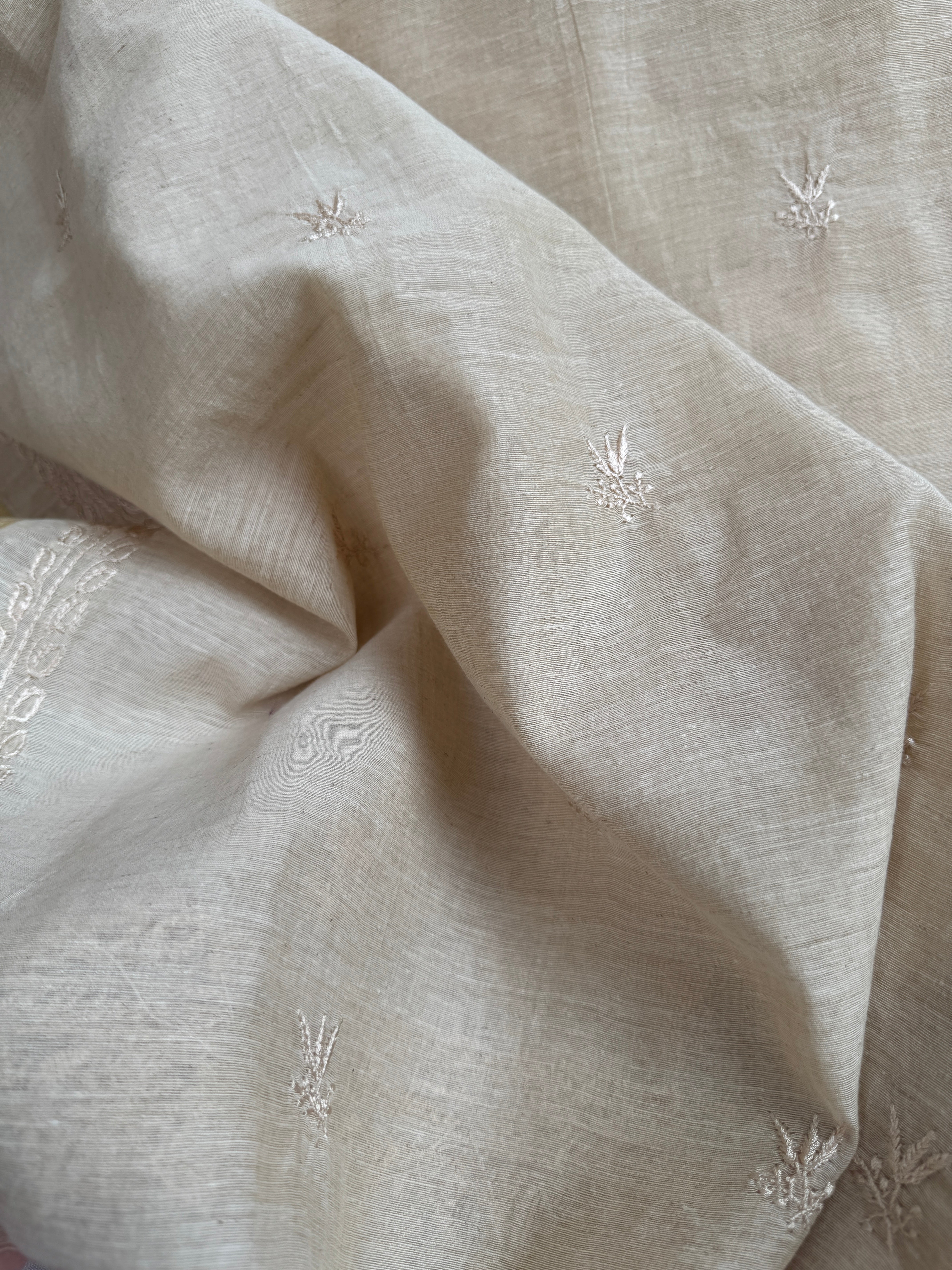 Khadi Cotton Chikankari Kurta Length - Mens