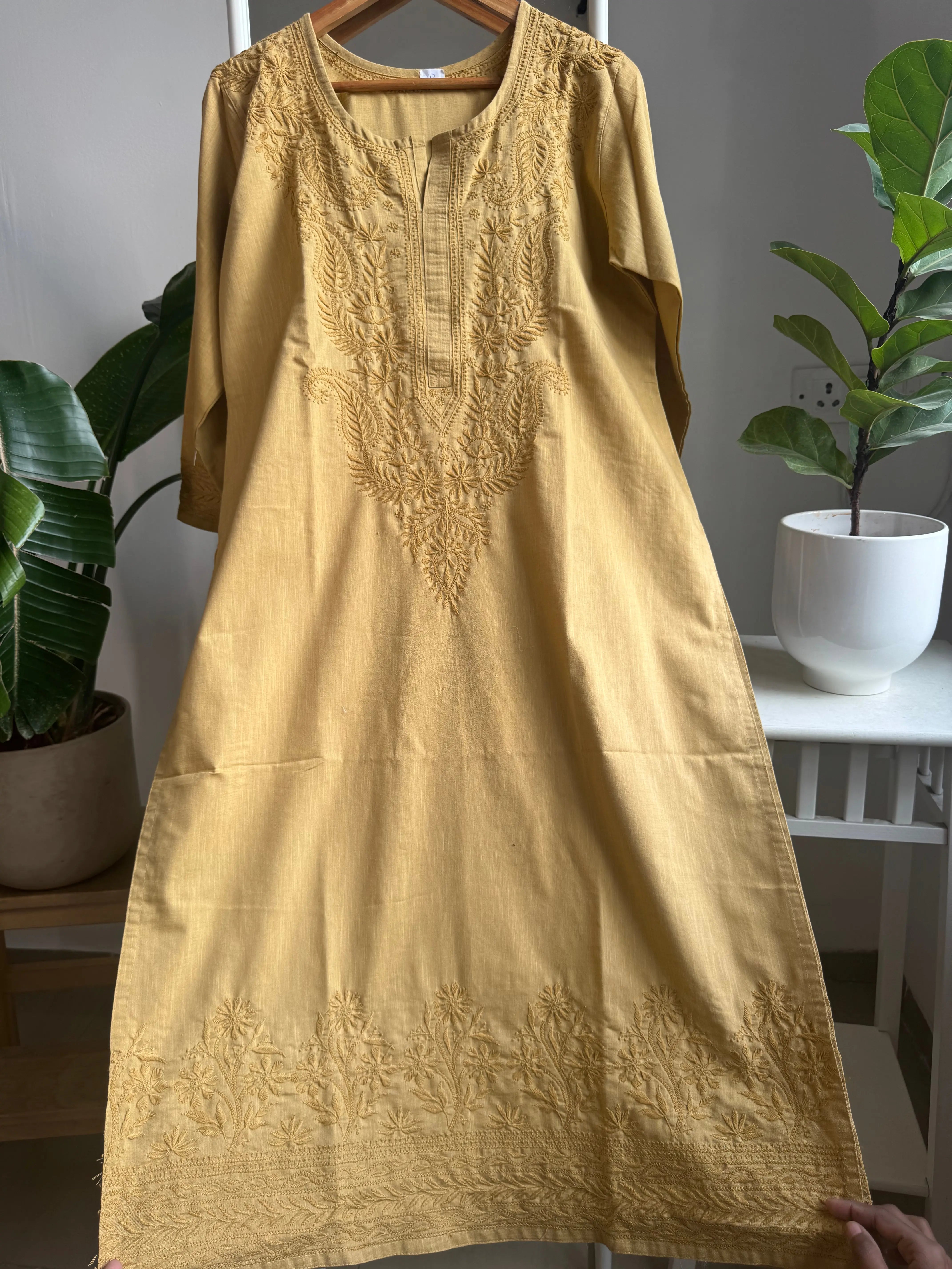 Thick Cotton Chikankari Kurti - Amber ARIAA CHIKANKARI