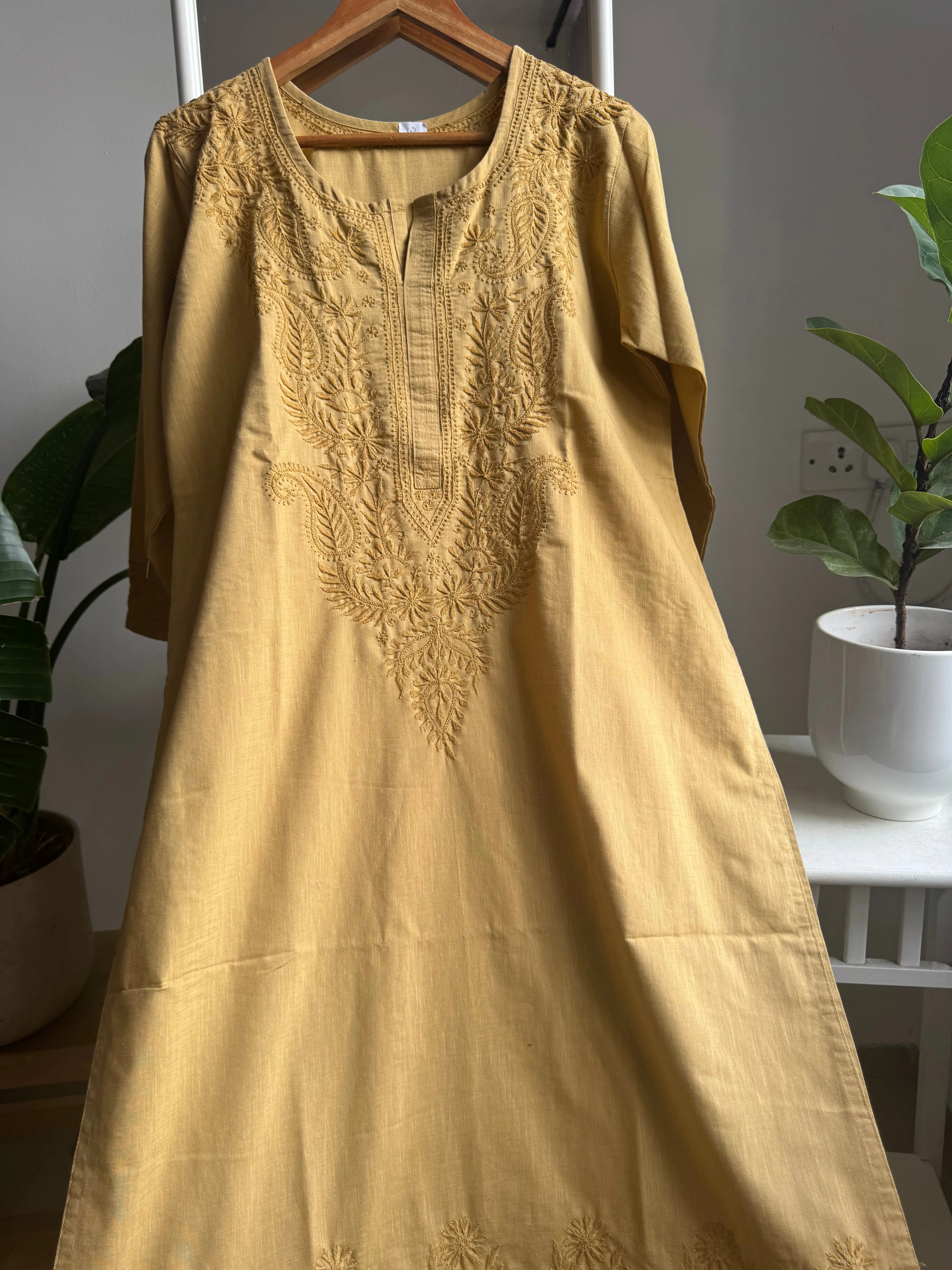 Thick Cotton Chikankari Kurti - Amber ARIAA CHIKANKARI