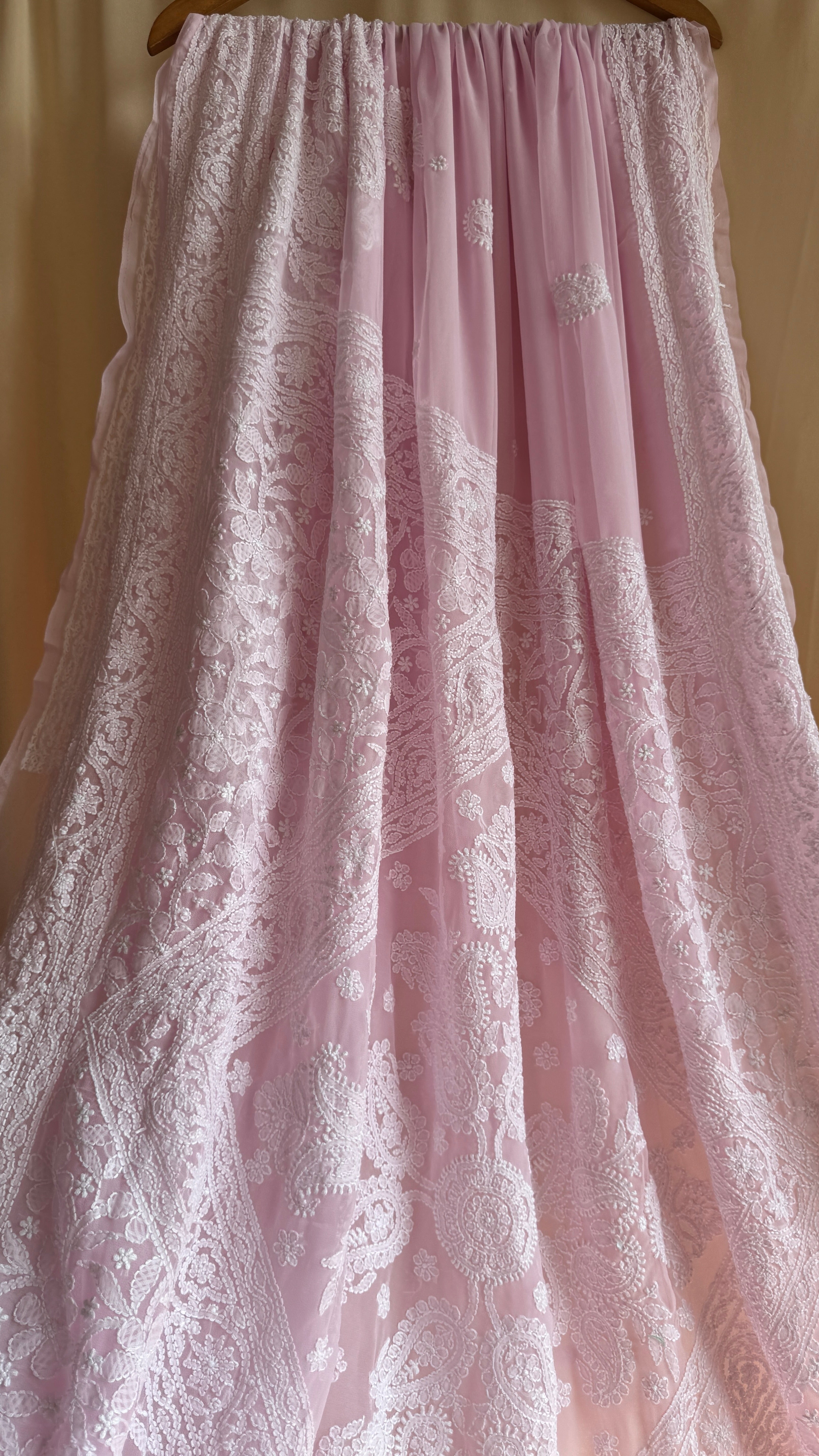 Georgette Chikankari saree in Pink