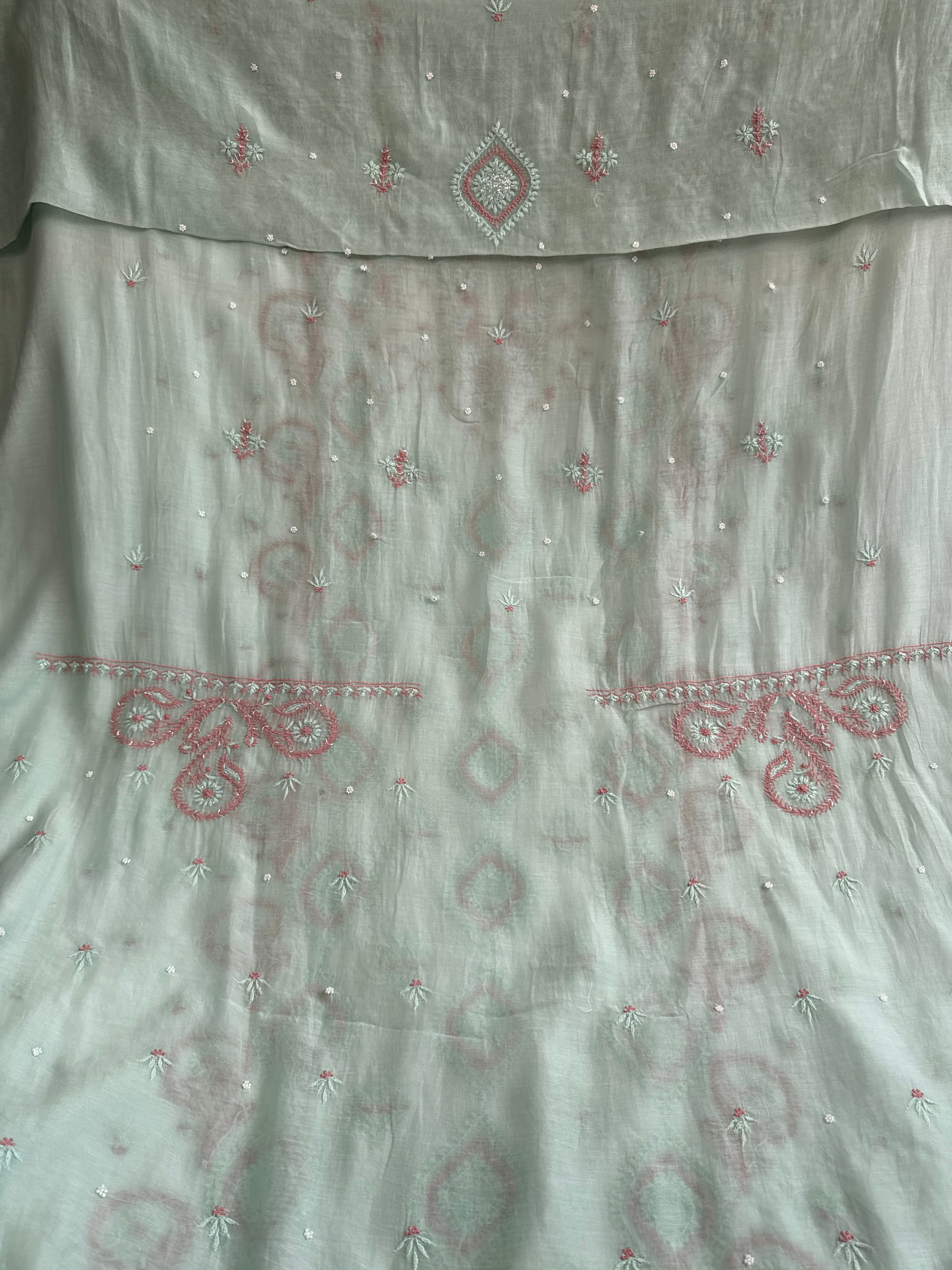 Mul Chanderi Chikankari - Unstitched Set - Multi Colour