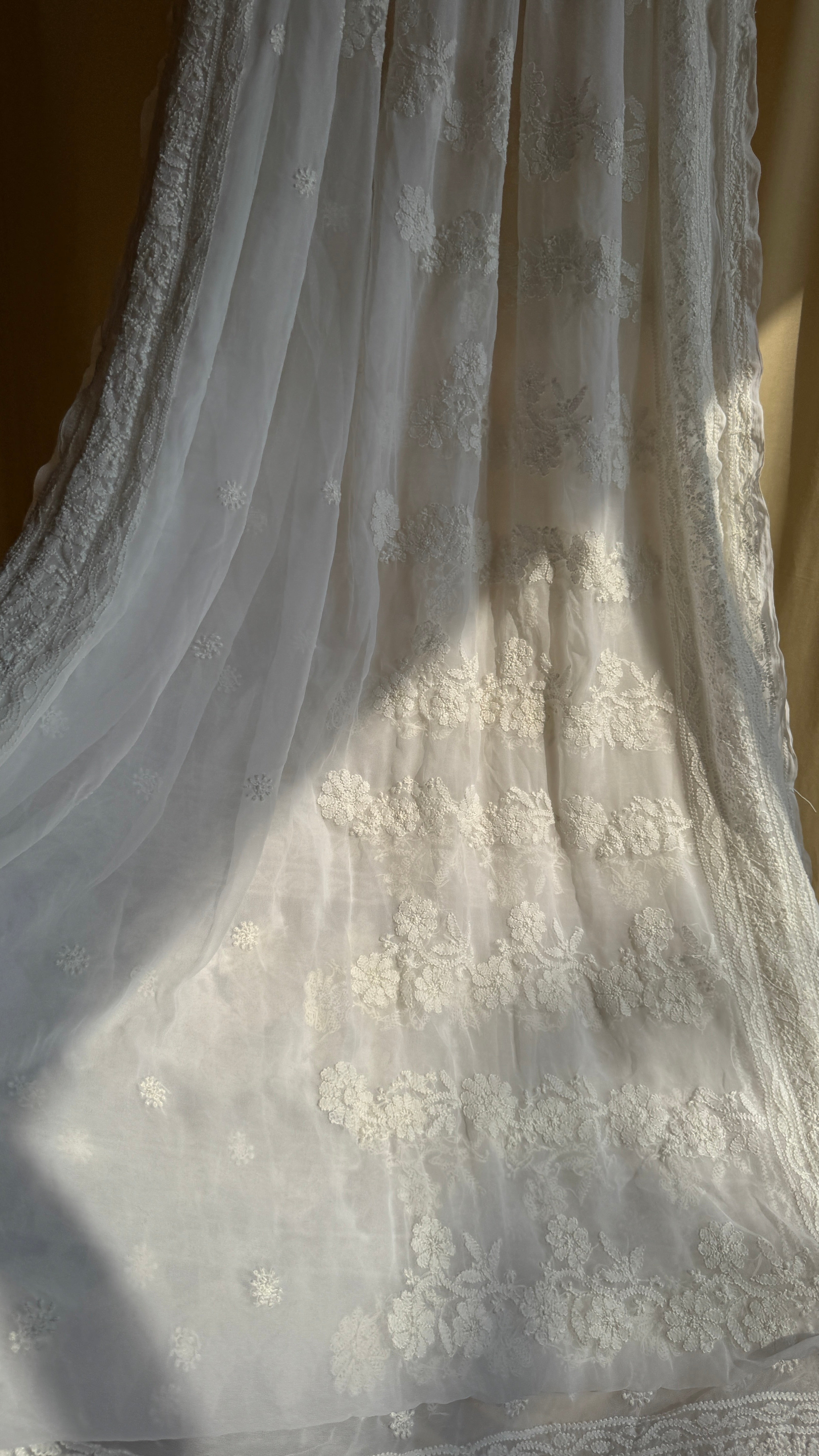 Georgette Chikankari saree in White
