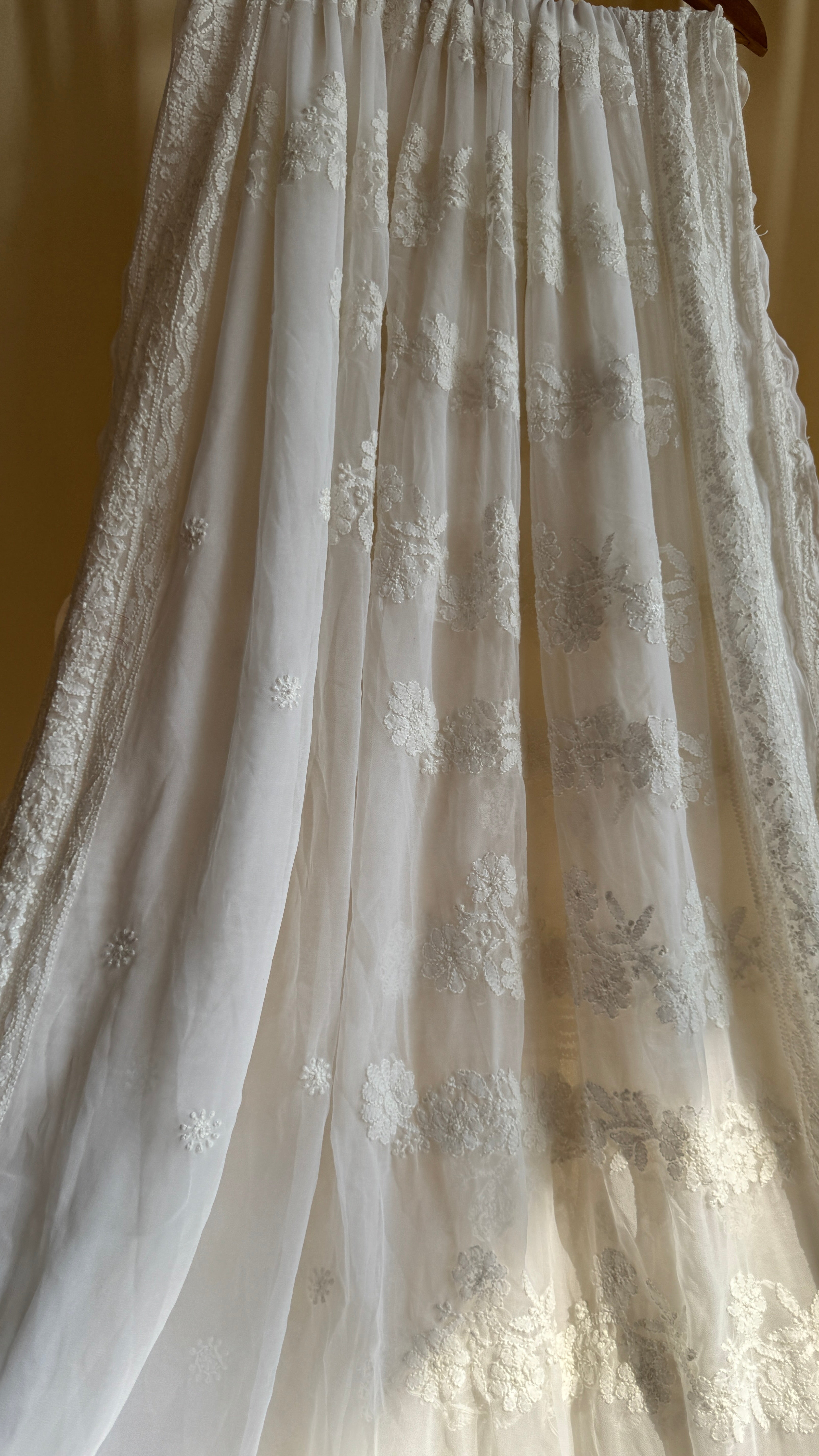 Georgette Chikankari saree in White