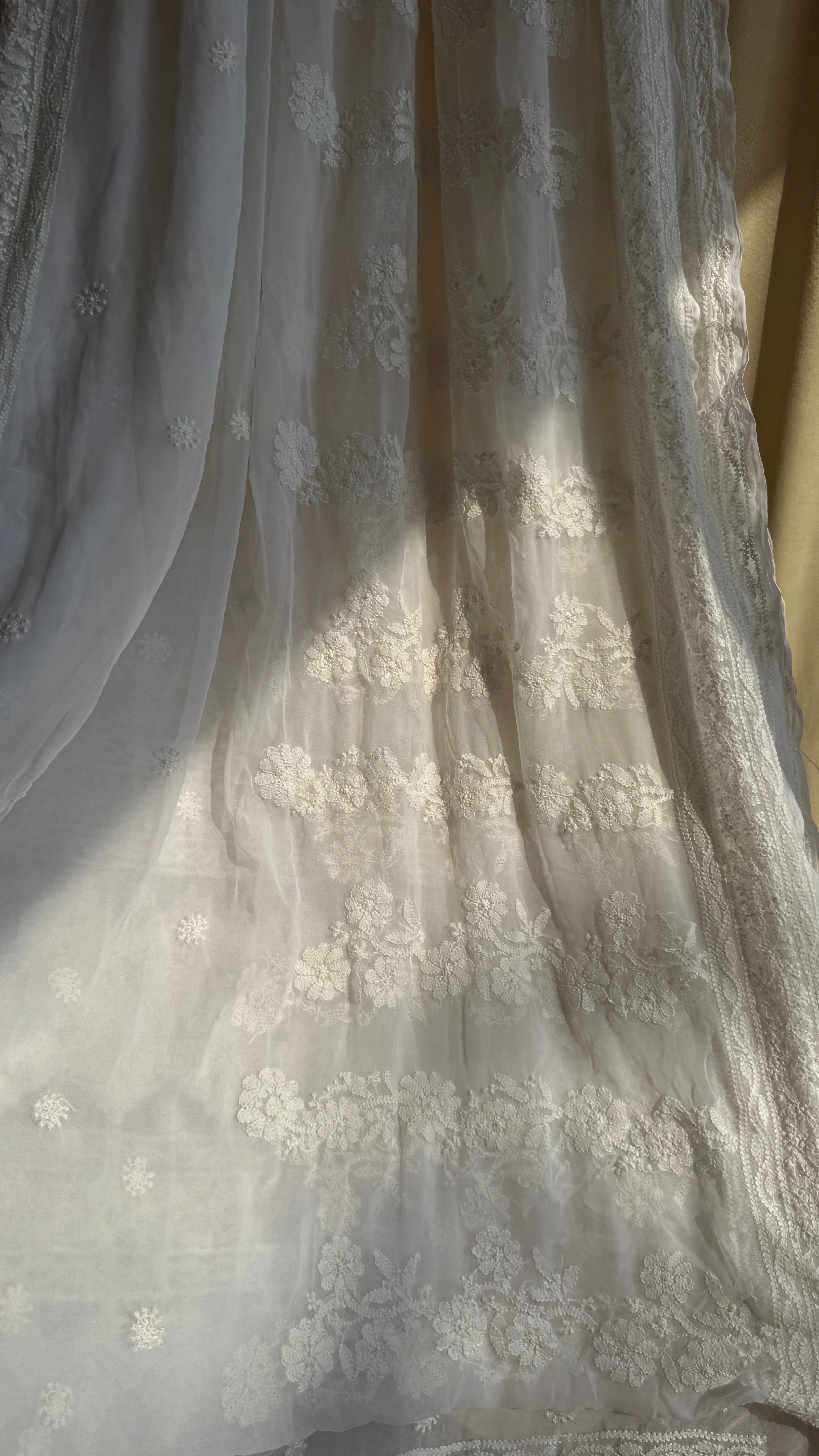 Georgette Chikankari saree in White