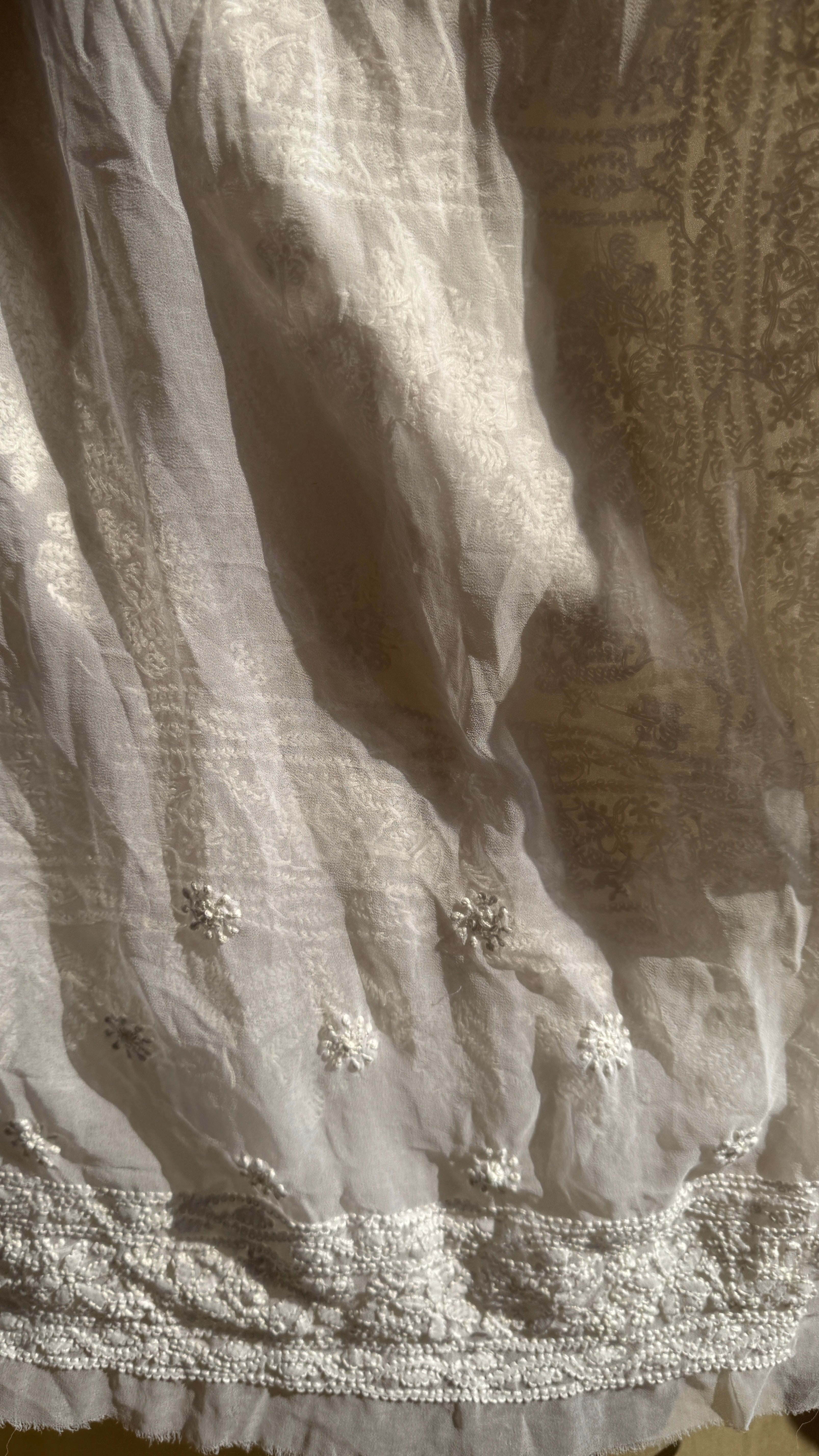 Georgette Chikankari saree in White