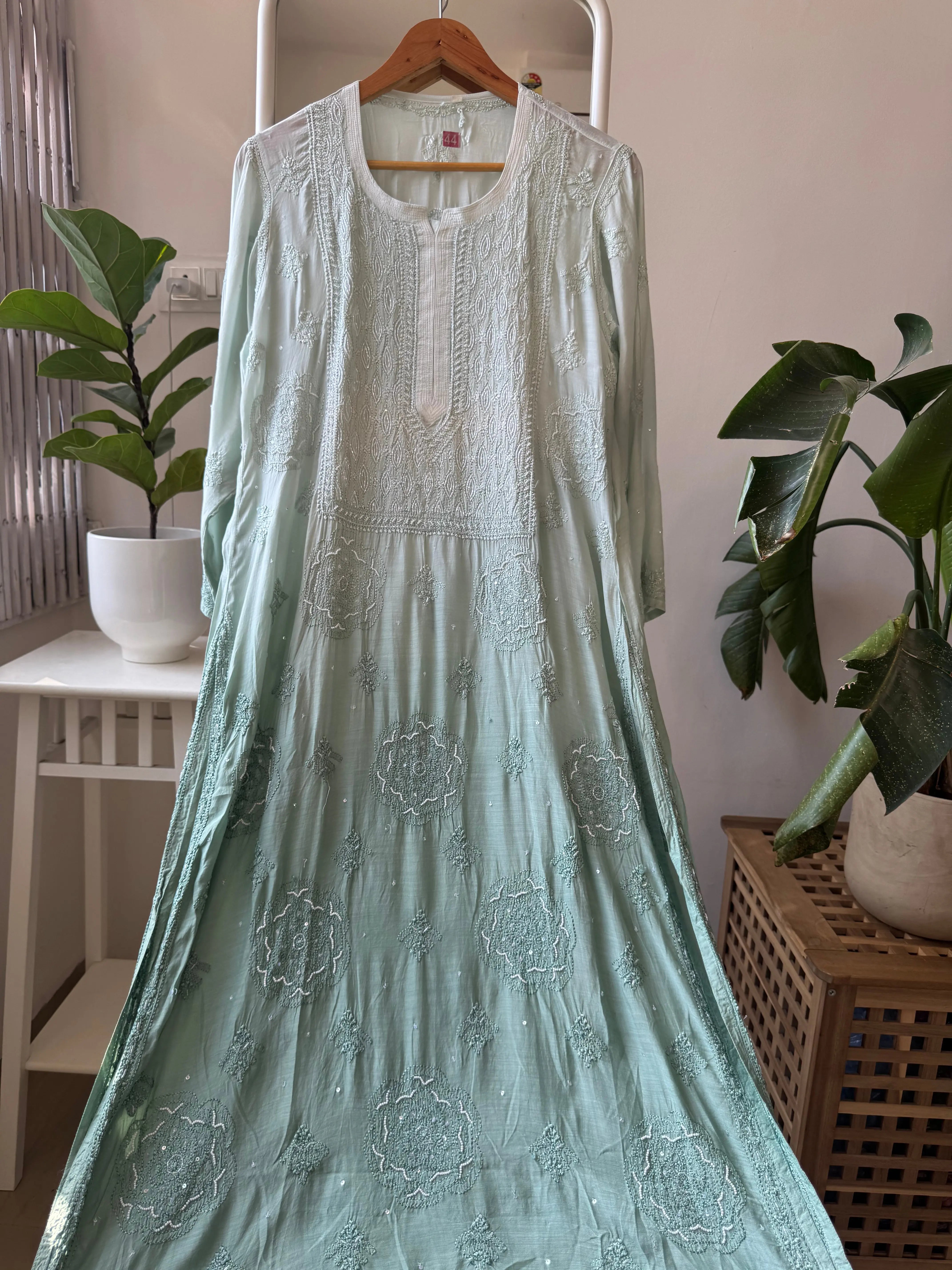Muslin Chikankari Kurti with Pearl  Work - Tiffany ARIAA CHIKANKARI