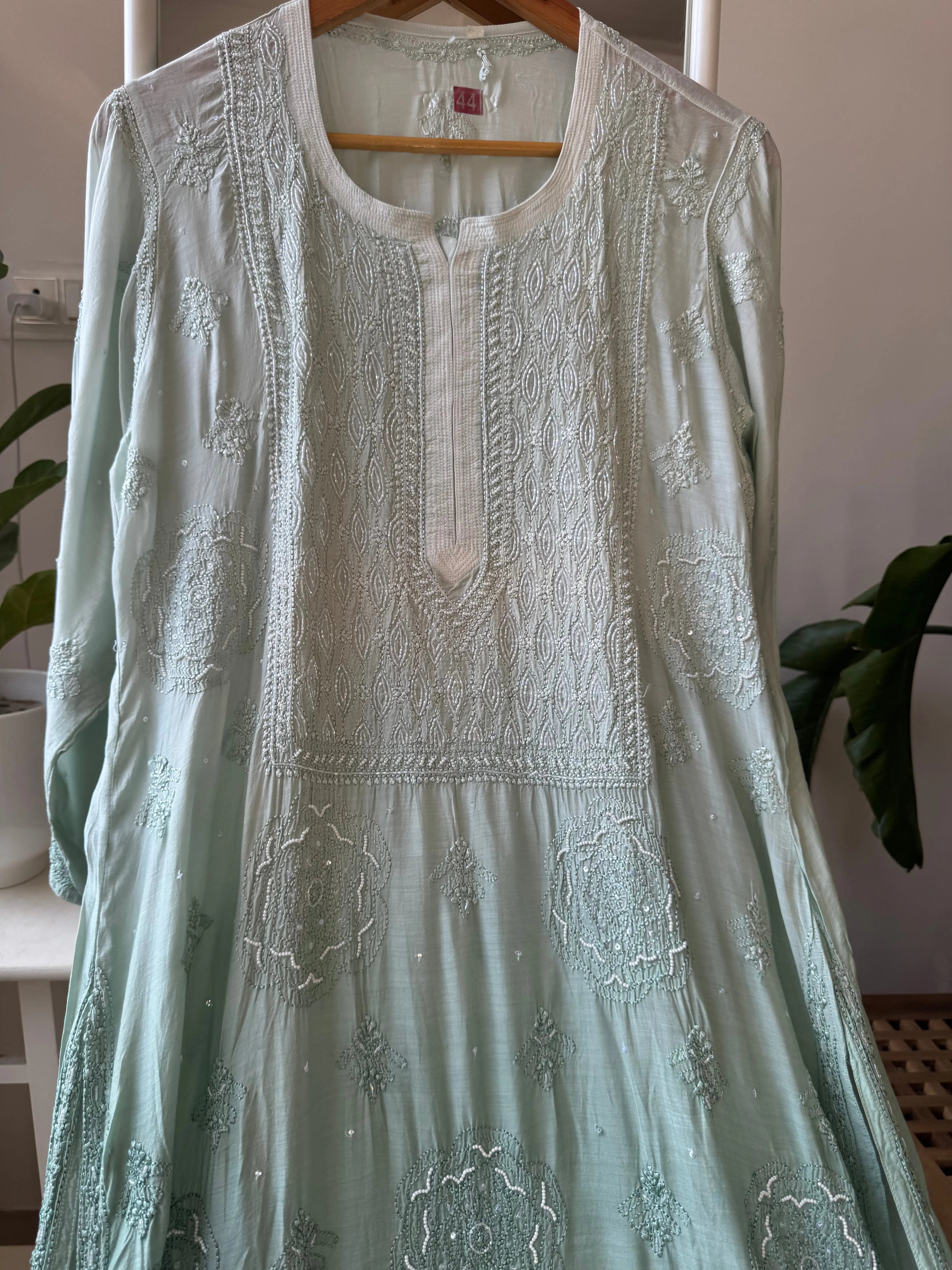 Muslin Chikankari Kurti with Pearl  Work - Tiffany ARIAA CHIKANKARI