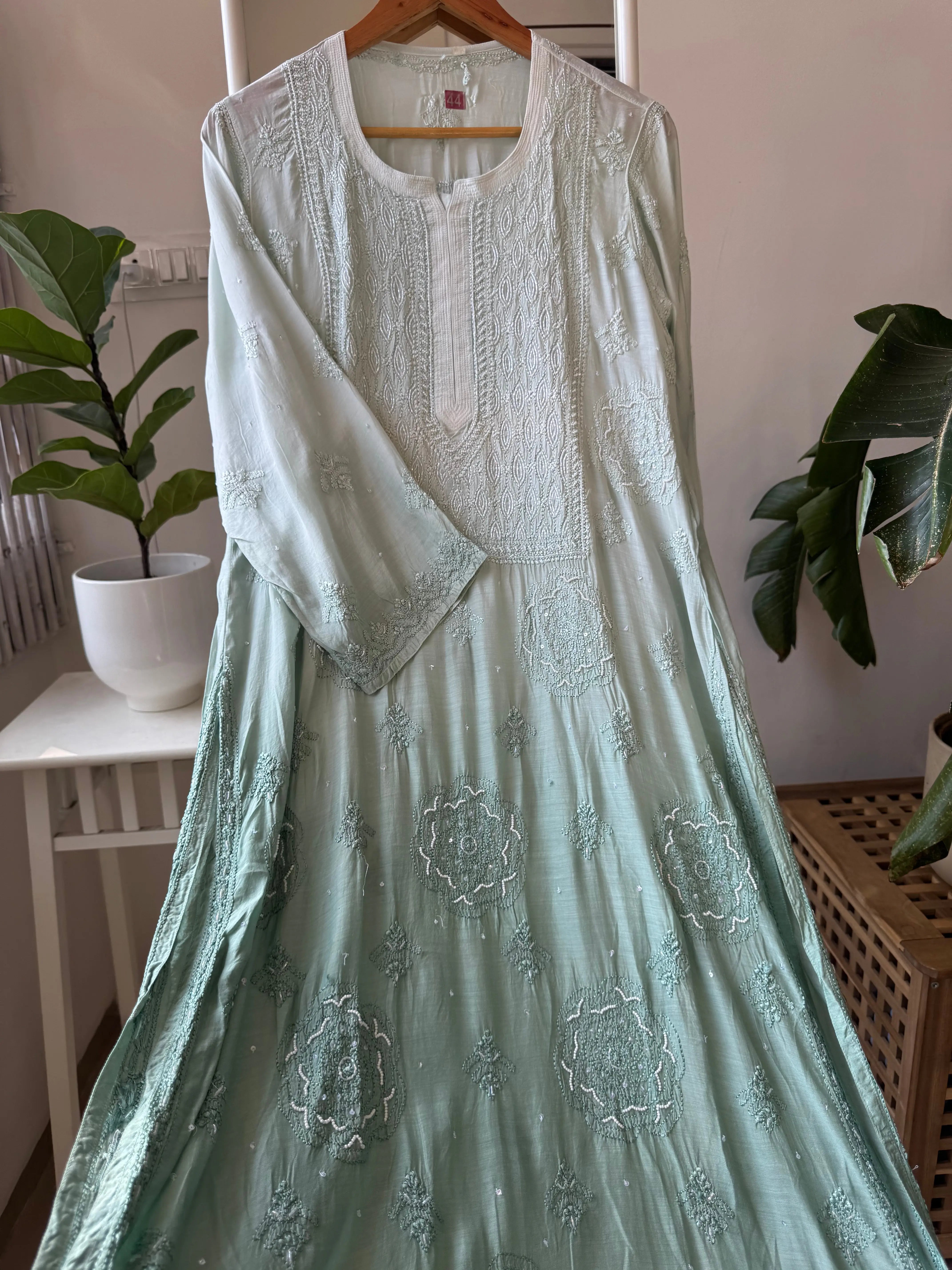 Muslin Chikankari Kurti with Pearl Work - Tiffany ARIAA CHIKANKARI