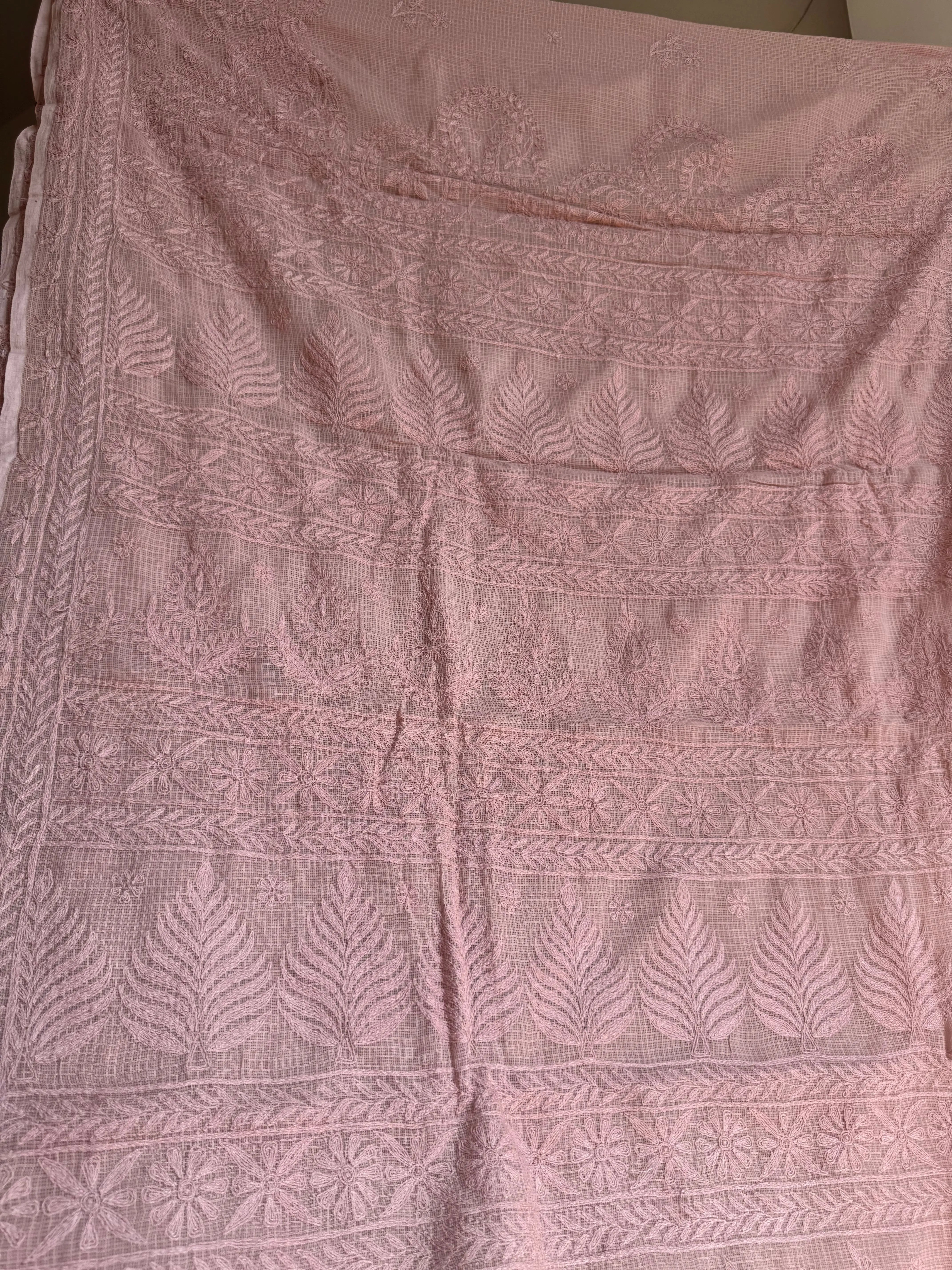 Kota Chikankari saree in Pale Pink ARIAA CHIKANKARI