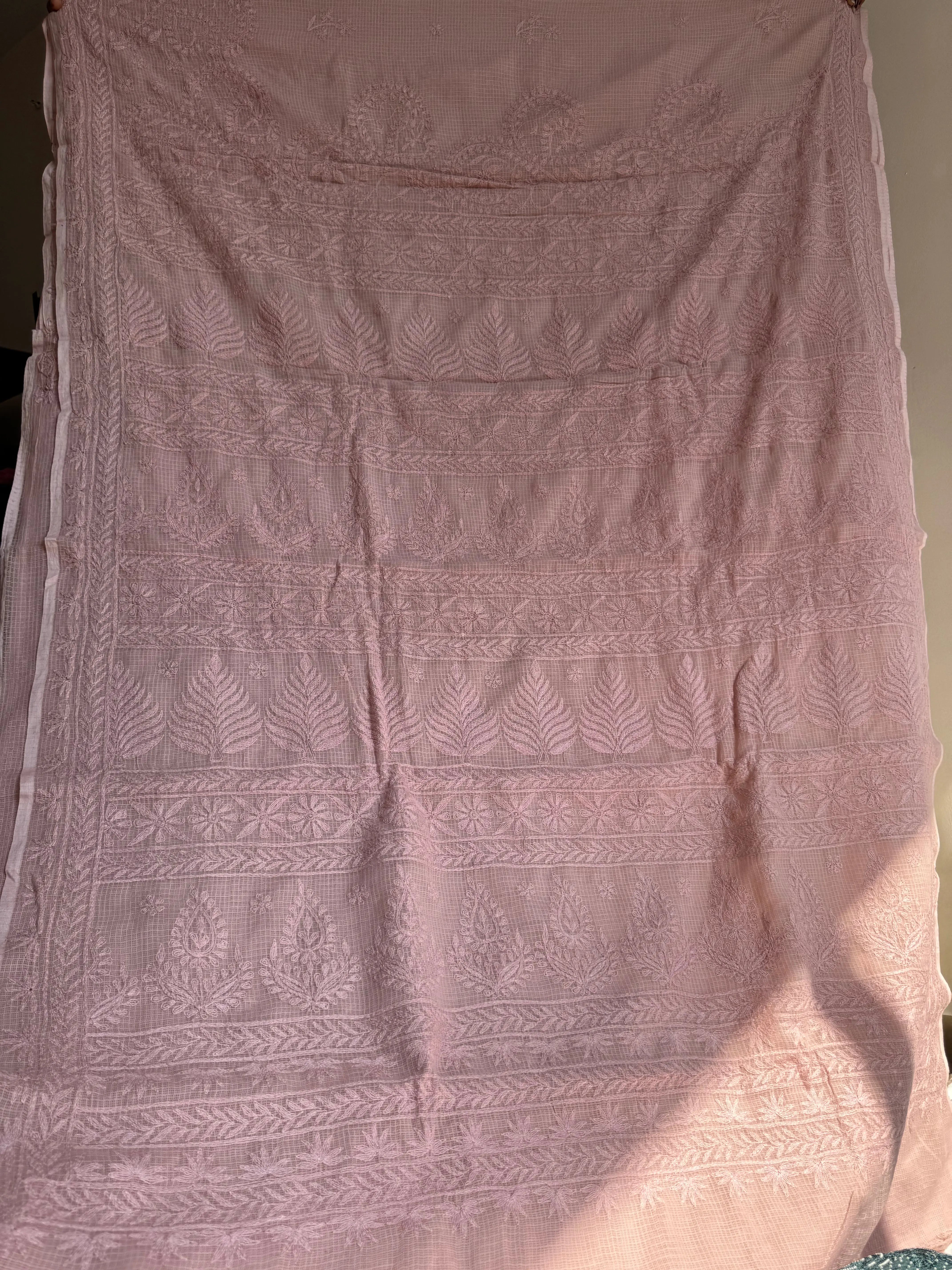 Kota Chikankari saree in Pale Pink ARIAA CHIKANKARI