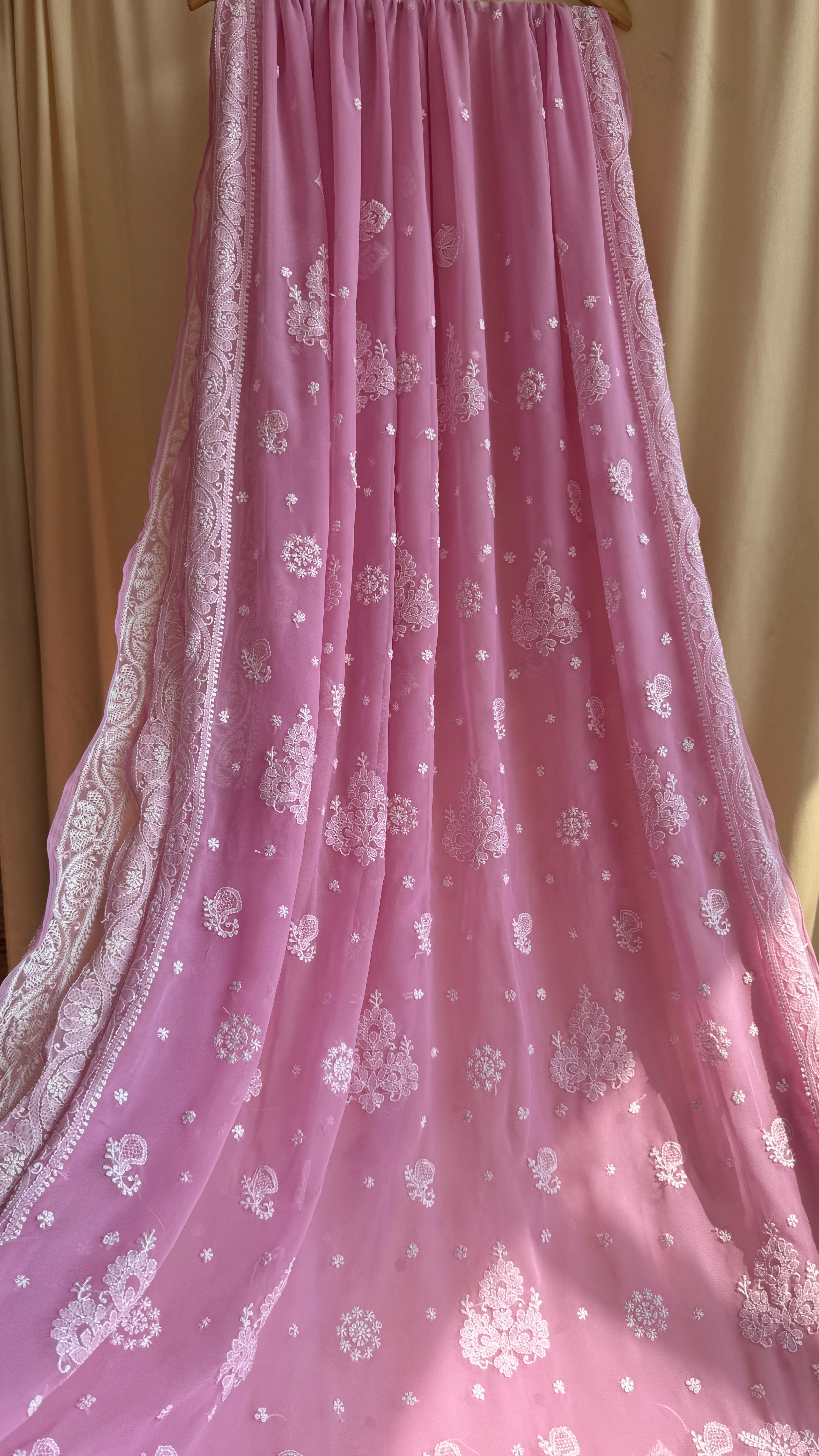 Georgette Chikankari saree in Pink