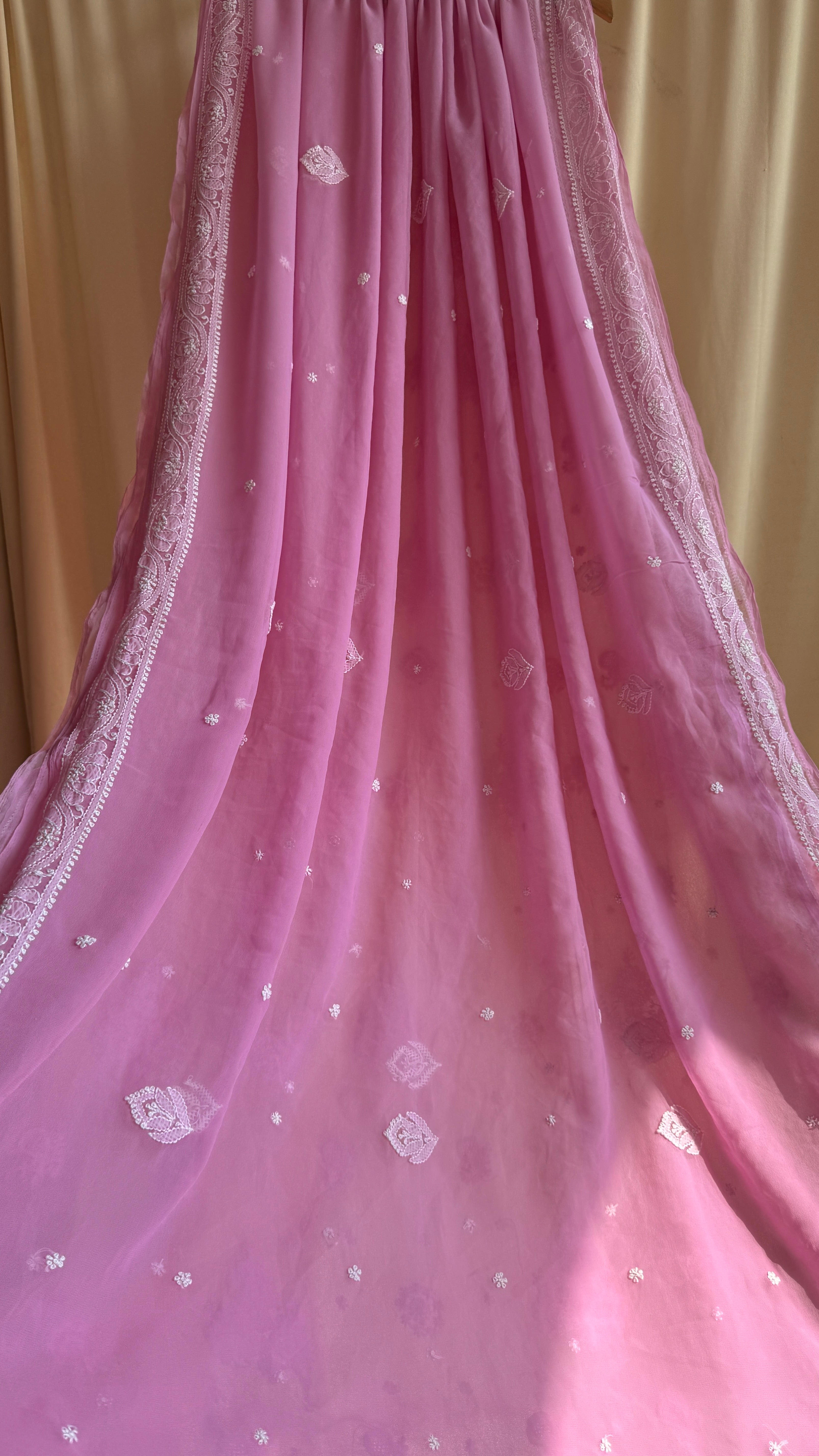 Georgette Chikankari saree in Pink